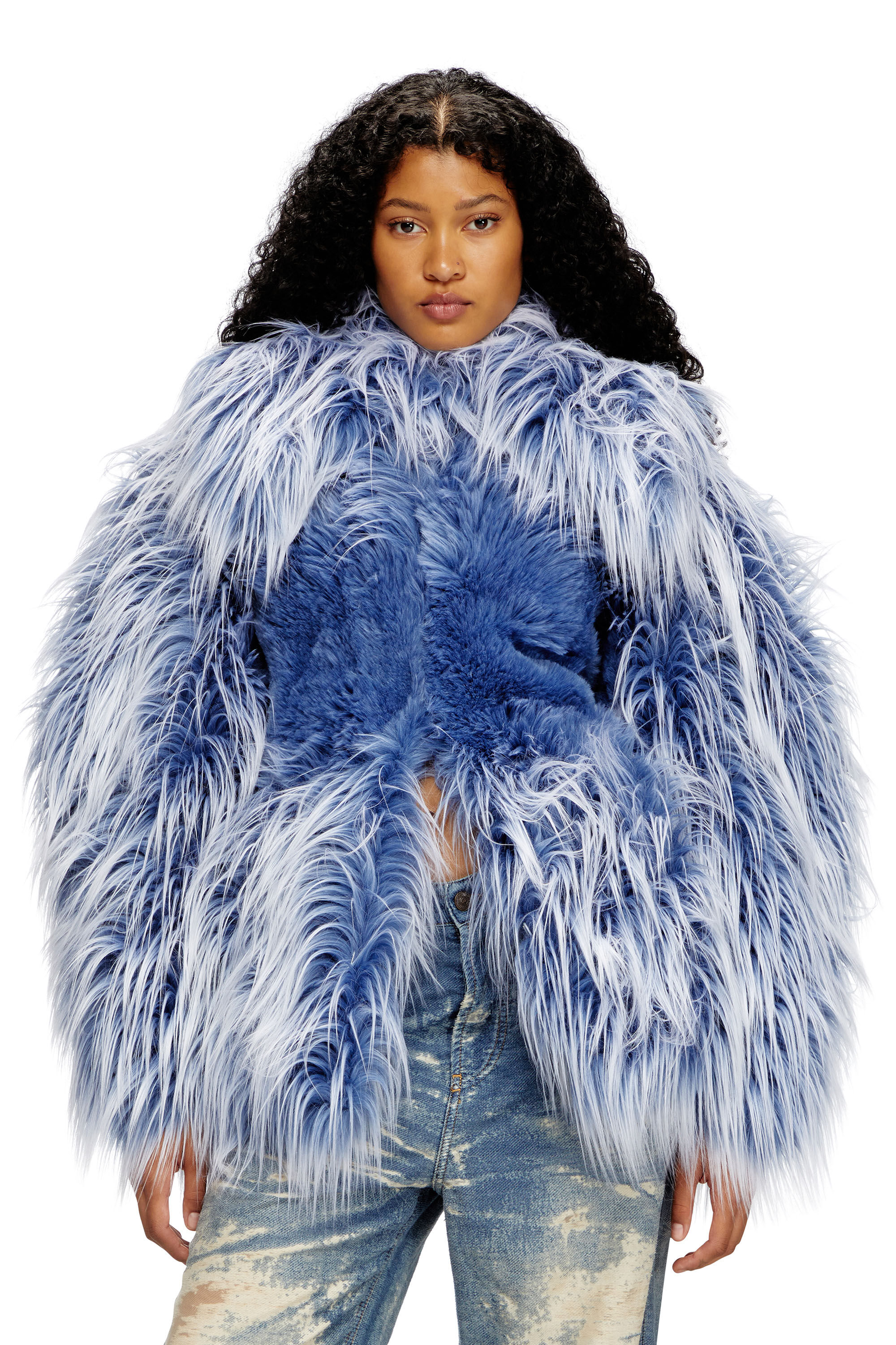 Ombre faux fur jacket shop