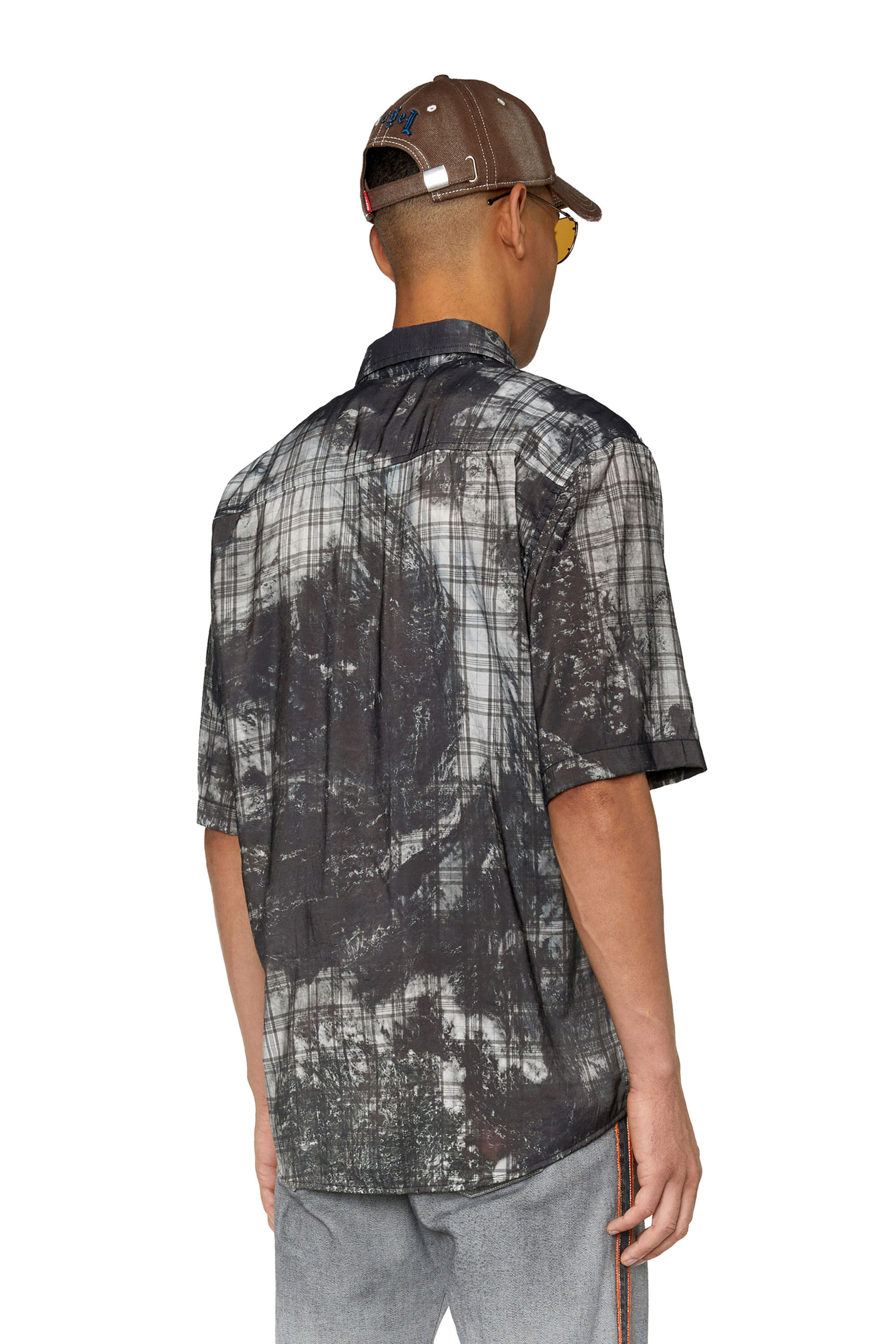 Men's Checked shirt with Planet print | S-UMBE-SSL-GLOBE Diesel