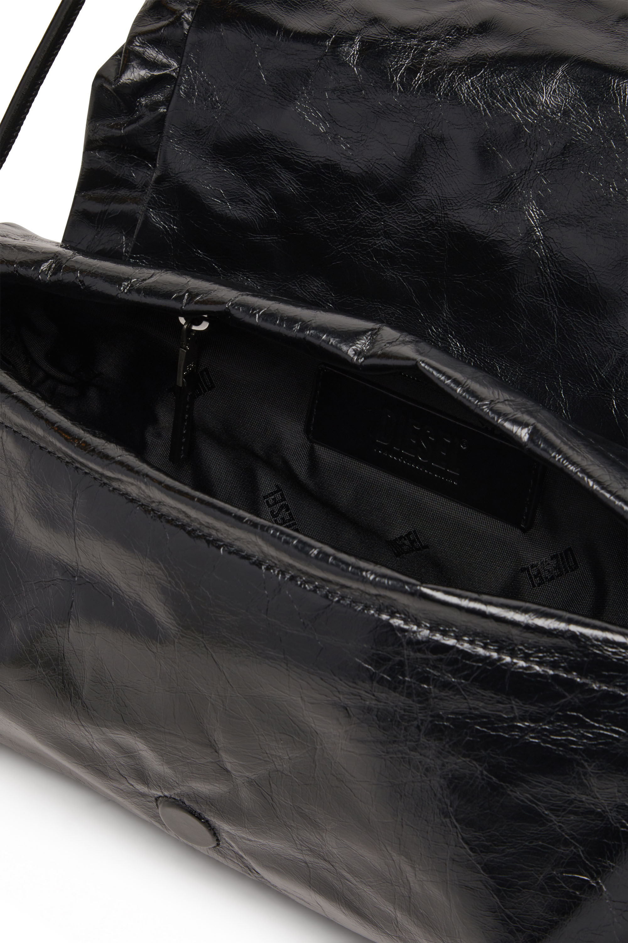 Diesel - SCRUNCH-D SHOULDER M, Scrunch-D M-Bolso de hombro en cuero brillante Mujer in Negro - 2