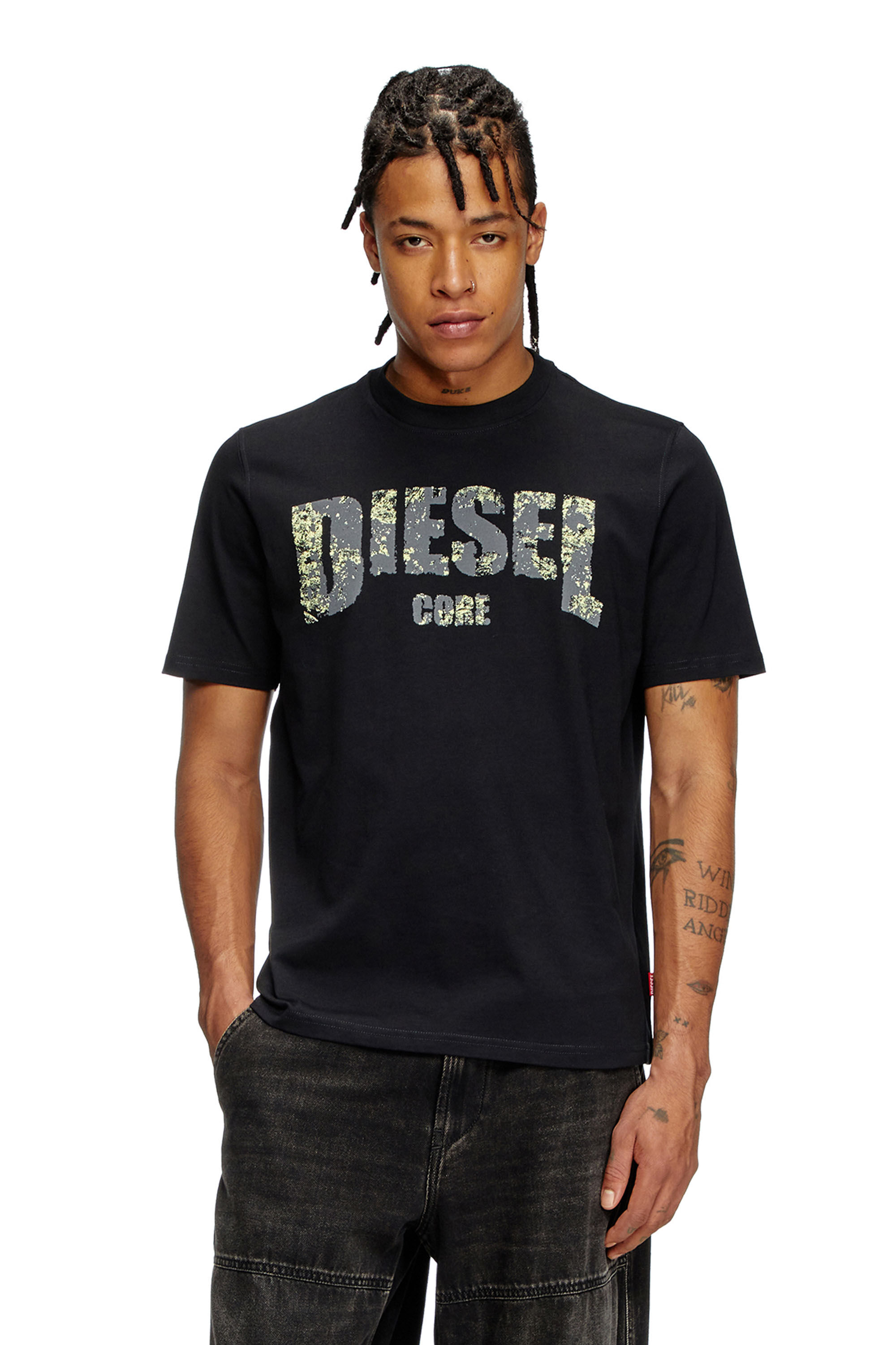 独特の上品 Men's T-shirt with Diesel Core print | Black | Diesel トップス