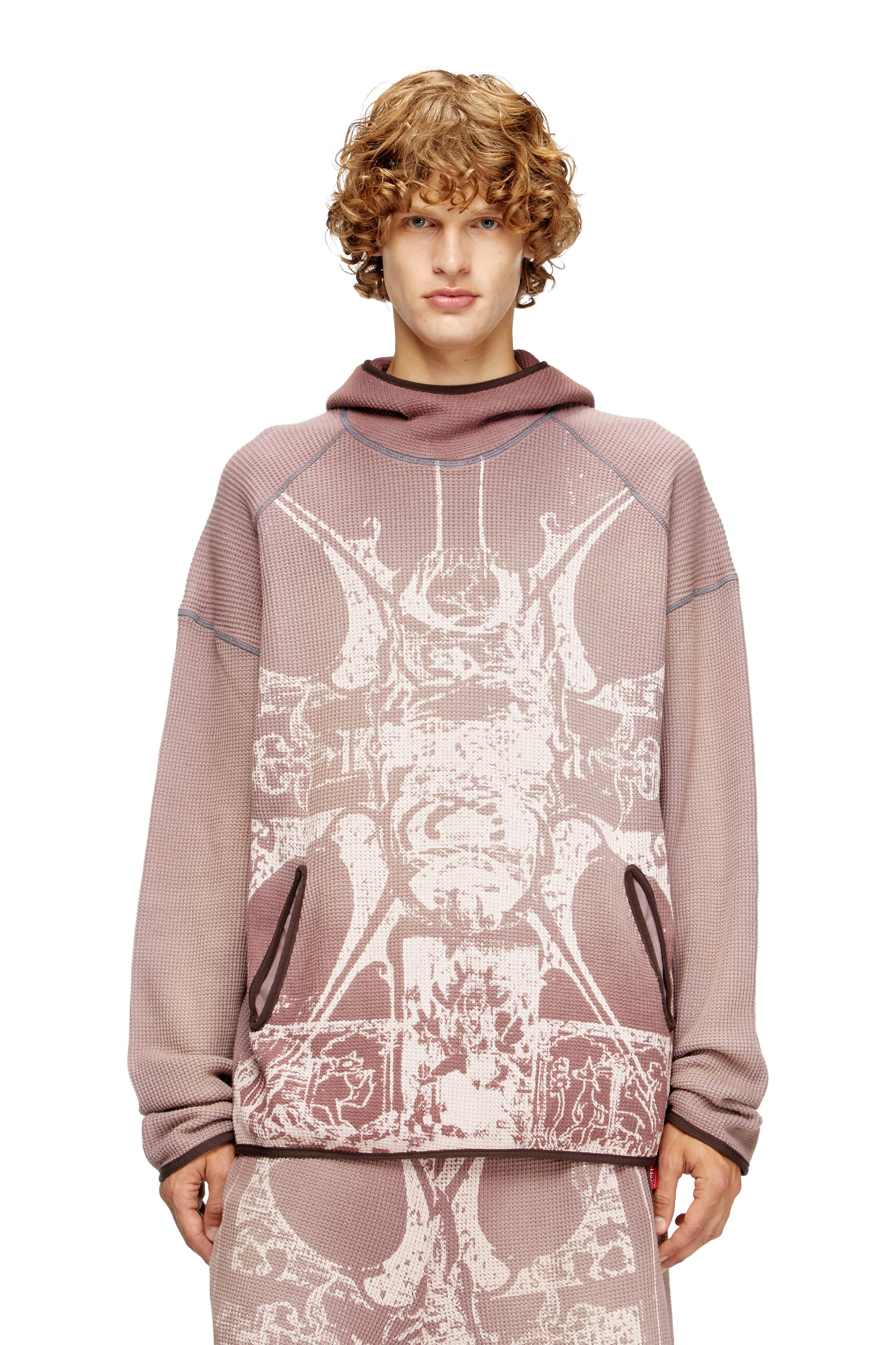 Diesel - S-WAF-HOOD-NEW, Sudadera con capucha desteñida y estampado gráfico Hombre in ToBeDefined - 3