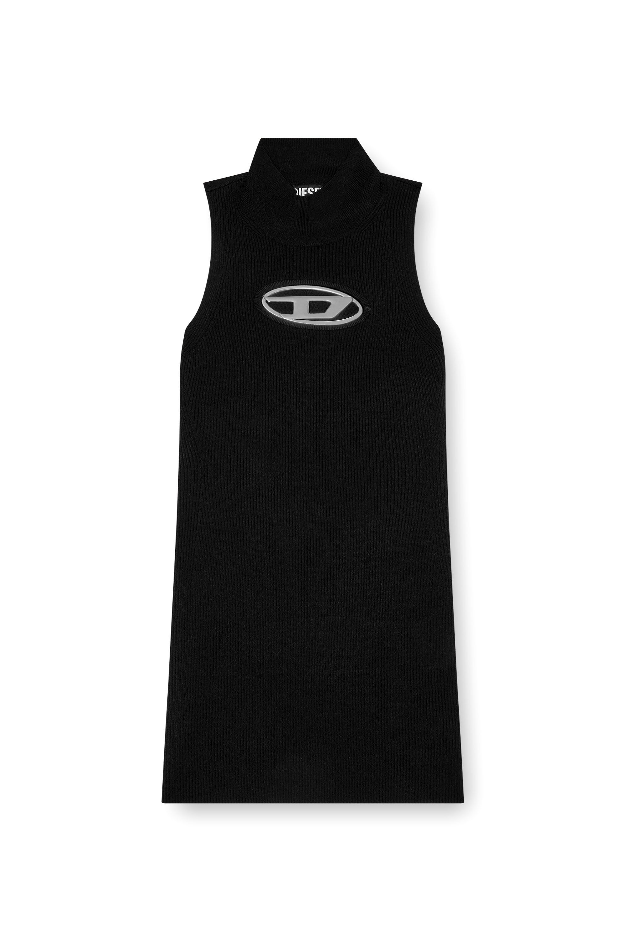 M-ONERVA Woman: Short dress with cut-out and logo plaque