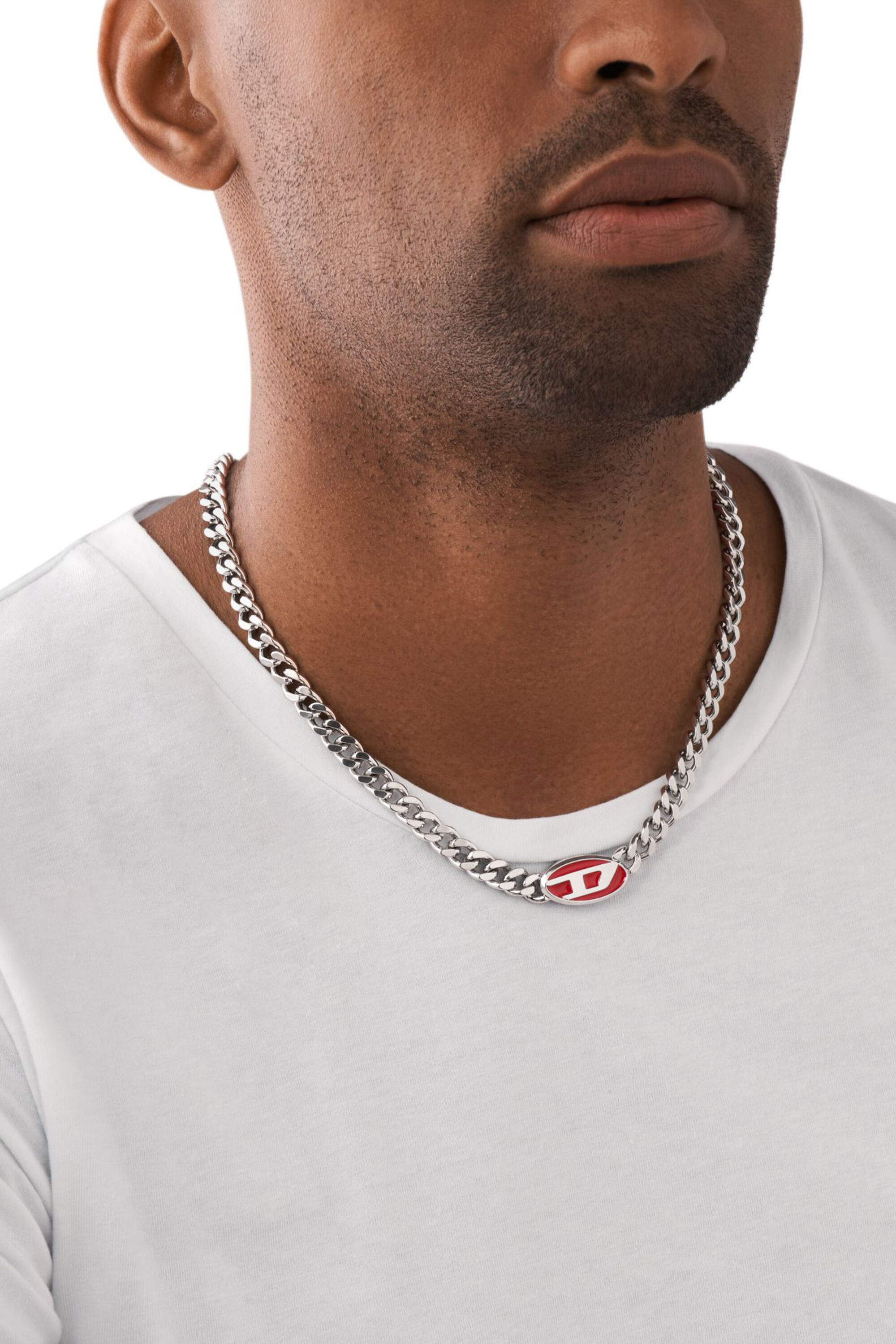 Women's Red enamel chain necklace | Silver | Diesel