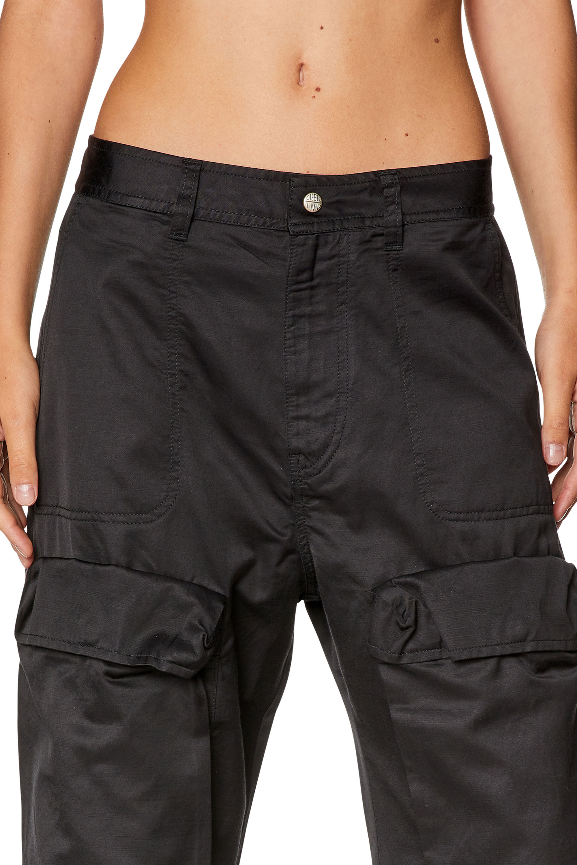 Diesel - P-MALVAROSA-NEW, Woman Cargo pants in slub satin in Black - Image 4