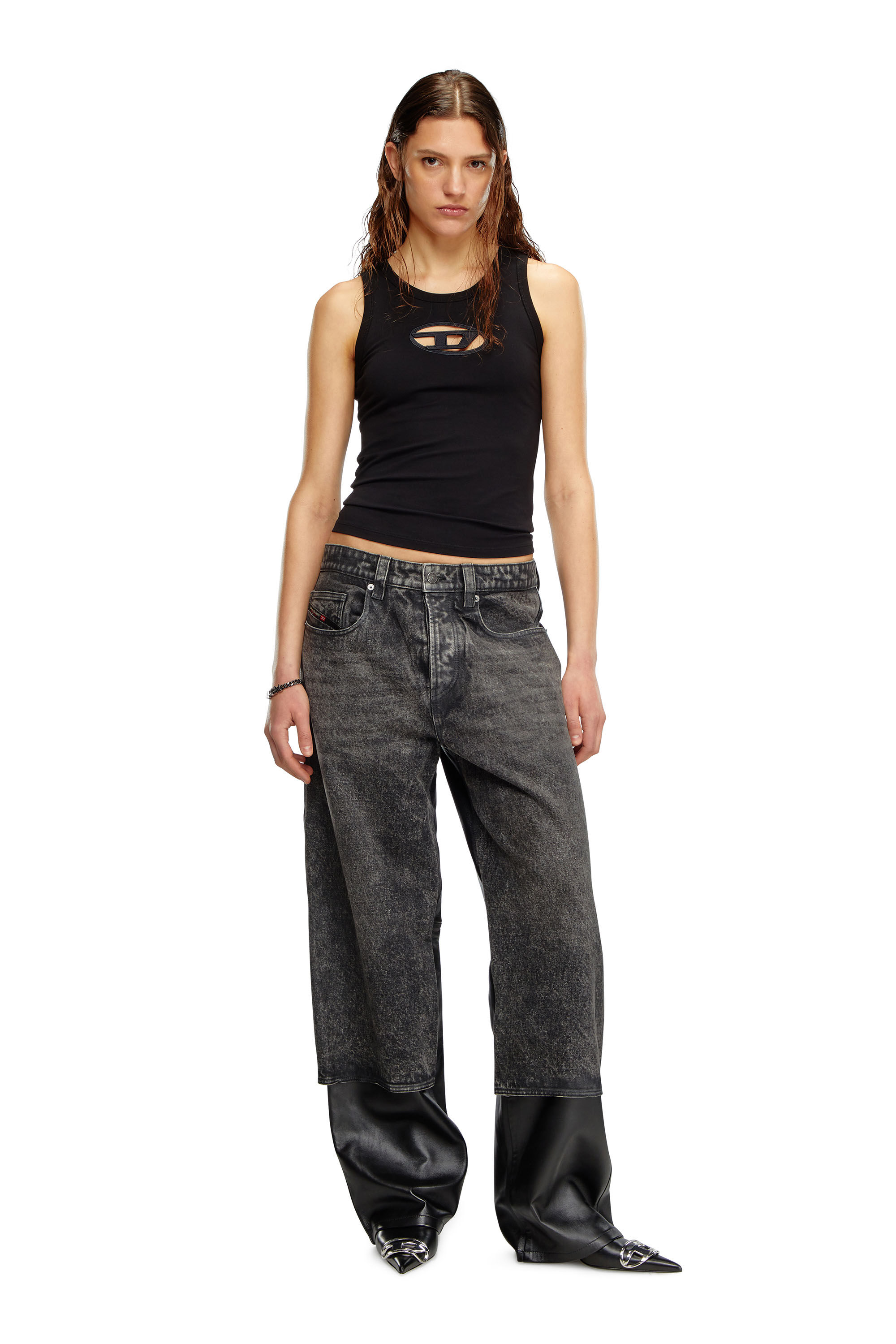 Women's Tank top with cut-out Oval D logo | Black | Diesel