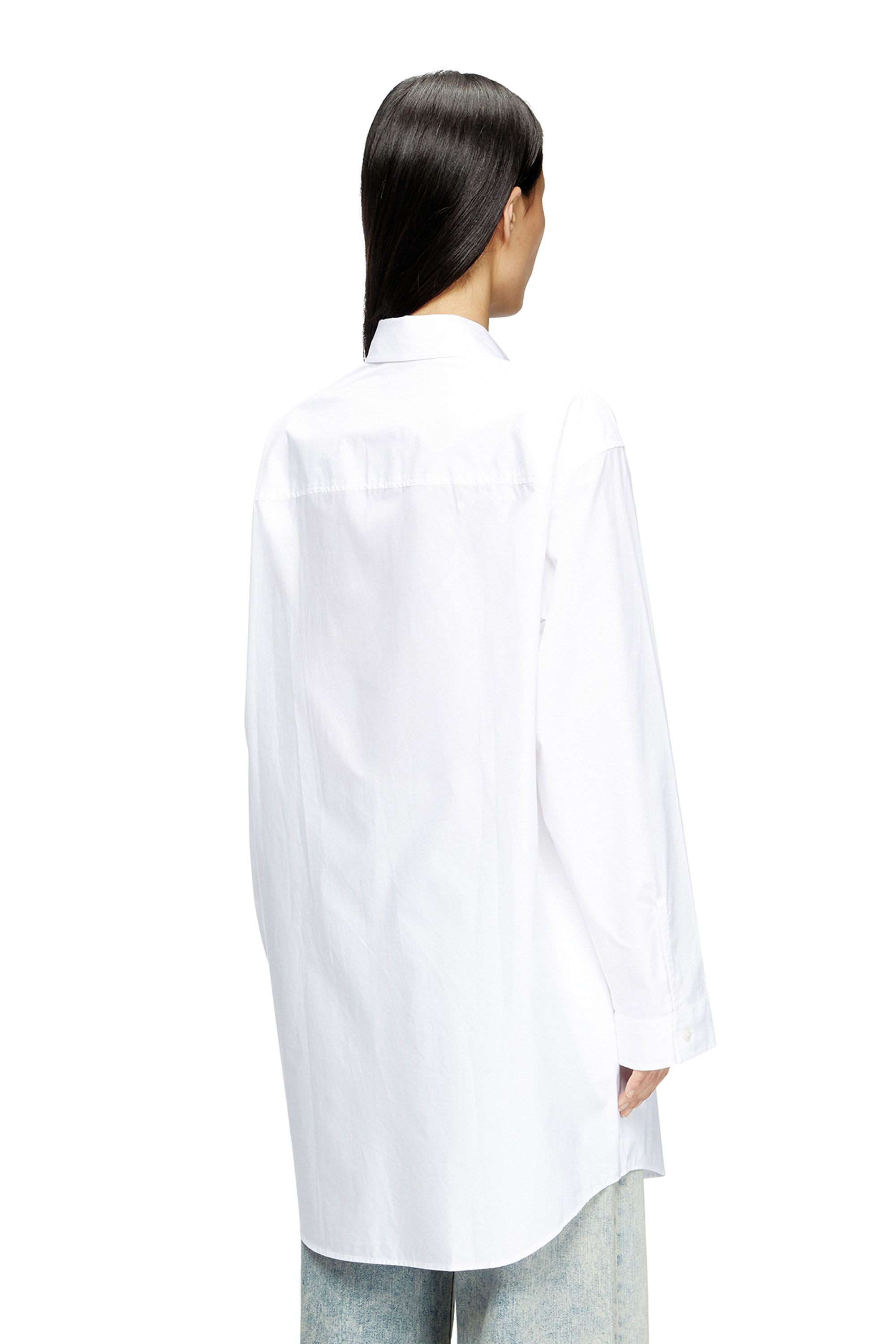 Diesel - D-DALIS, Vestido camisero corto con logotipo bordado Mujer in Blanco - 5