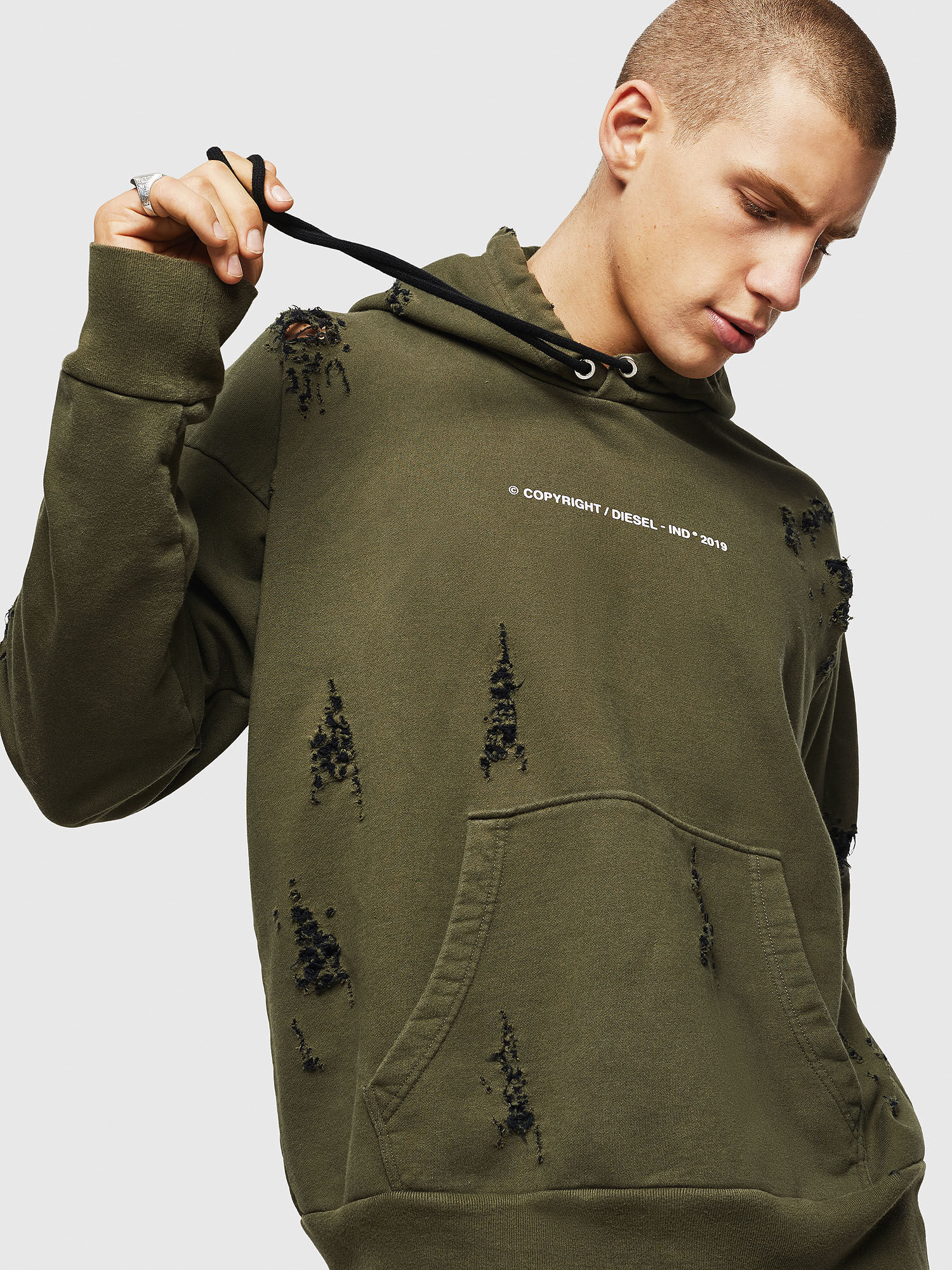 S ALBY RIP Men Logo hoodie with ripped detailing Diesel