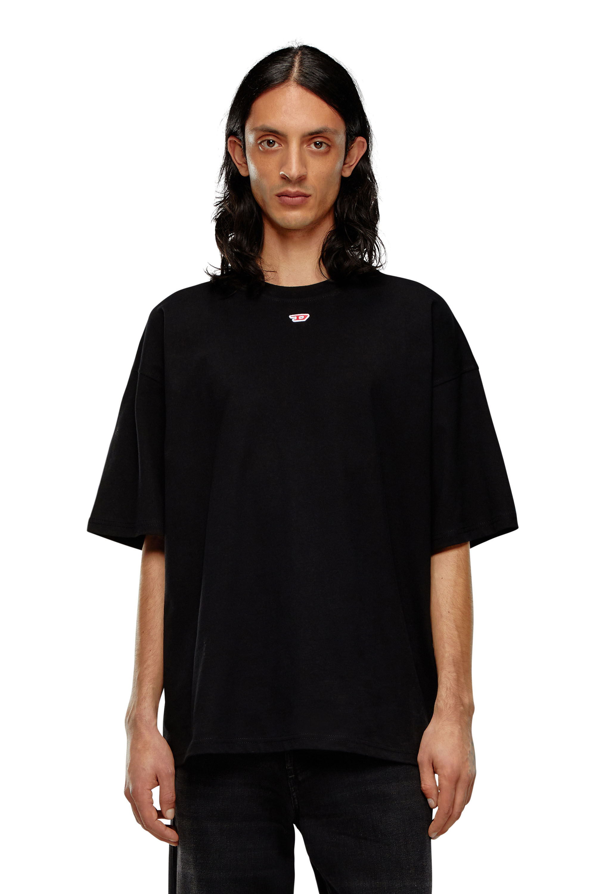 Women's T-shirt with embroidered D patch | Black | Diesel