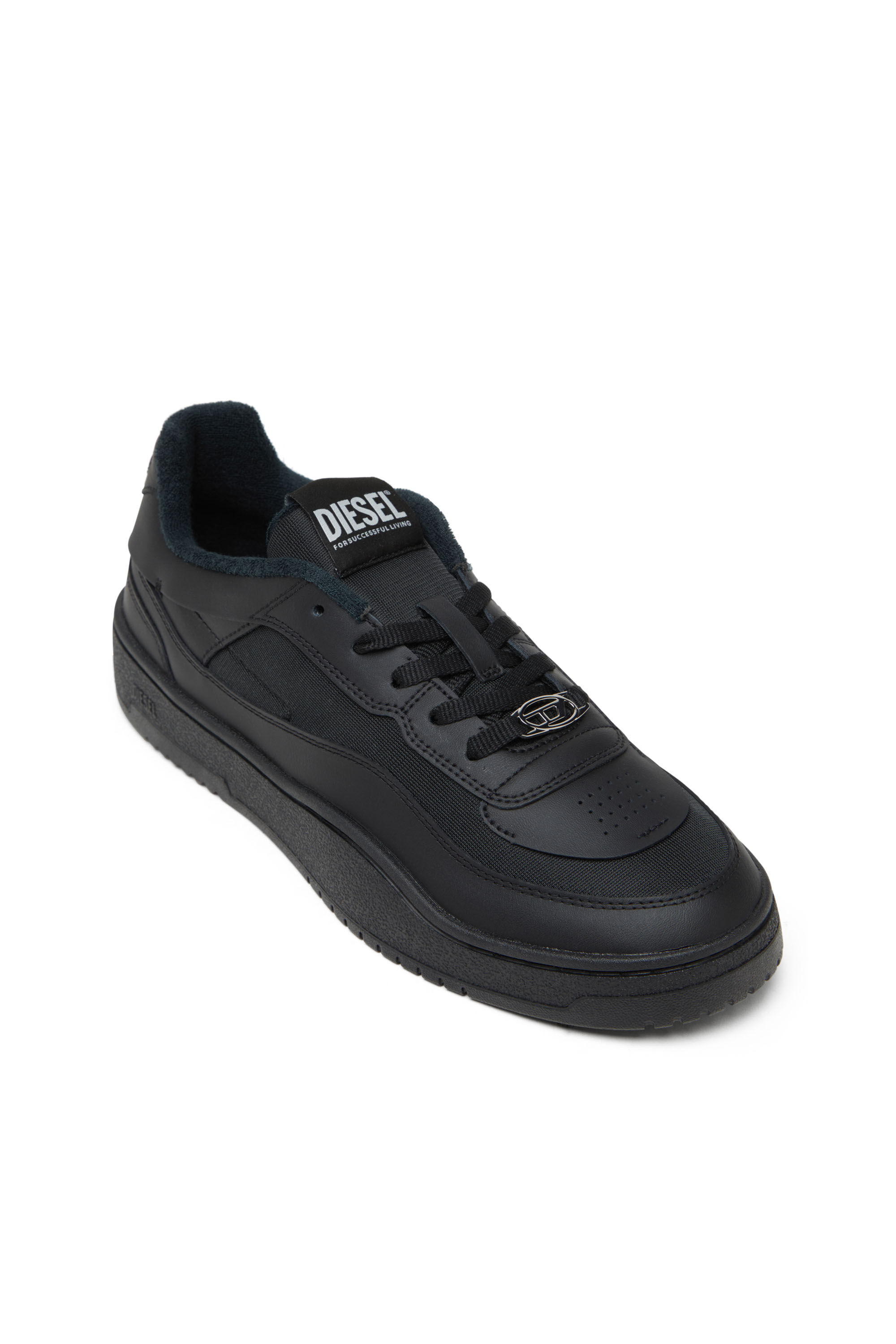 Men's S-Oval Skate-Fabric-panelled leather sneakers | Black Men's S-Oval Skate-Fabric-panelled leather sneakers | Black