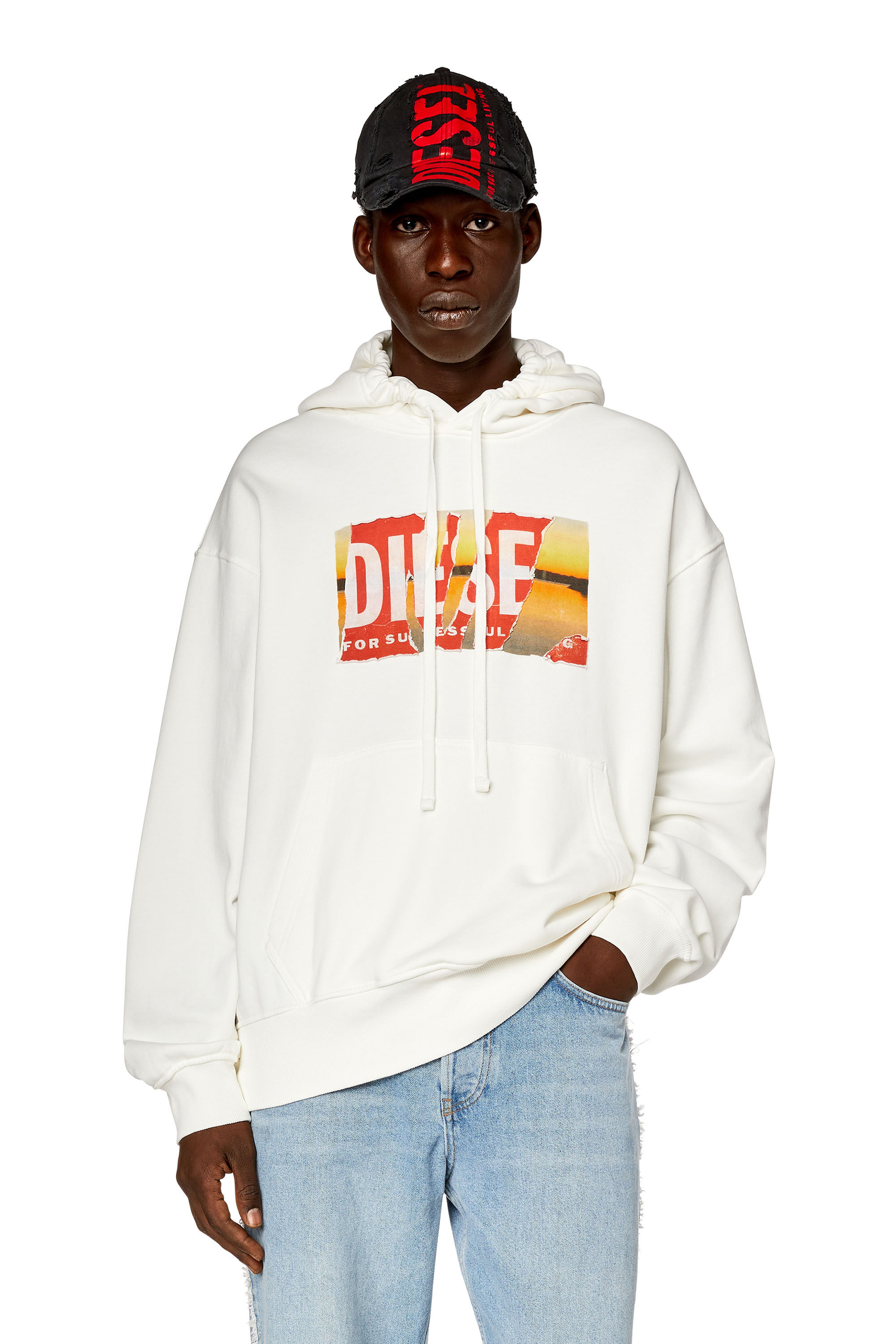 Diesel white hoodie sales