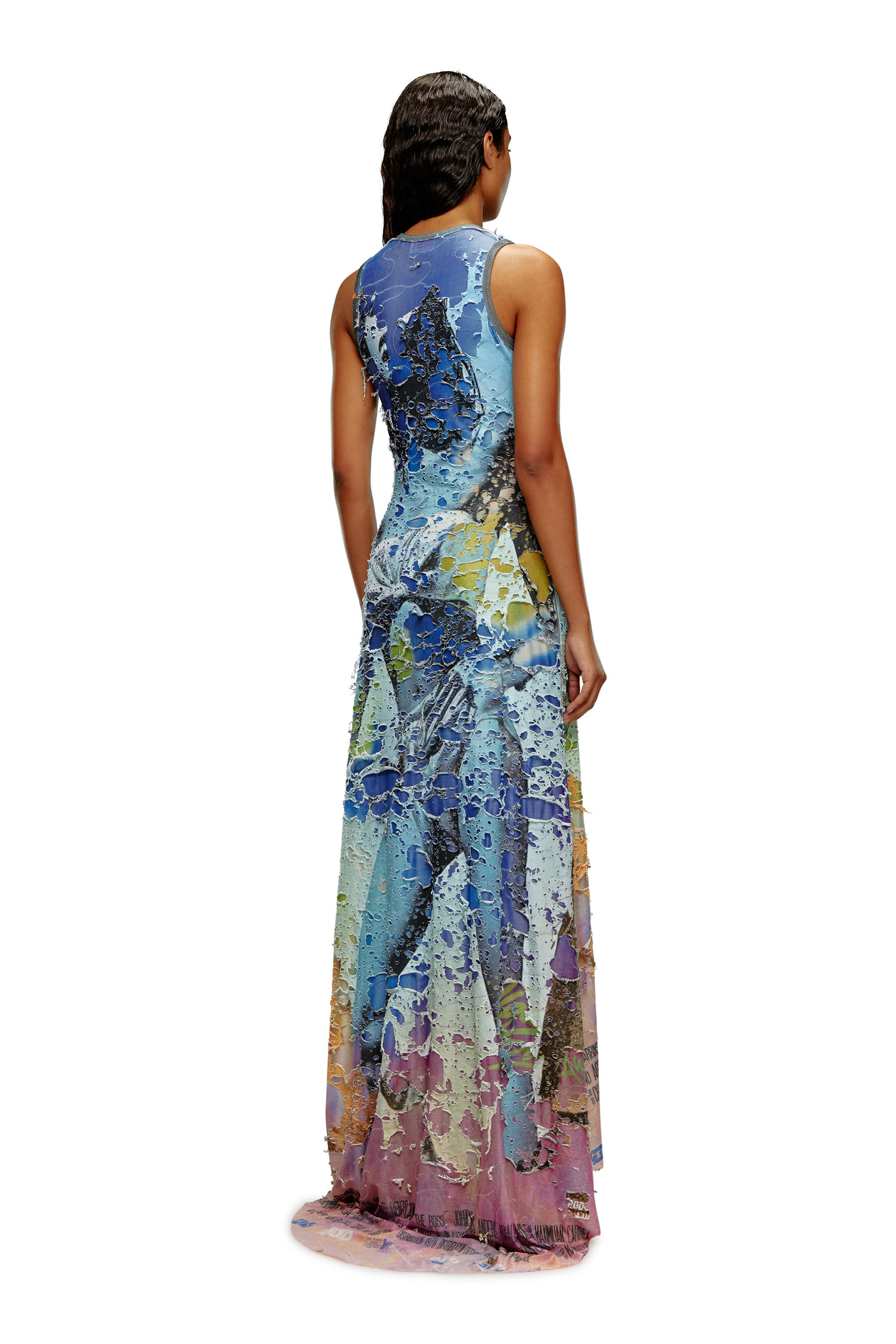 新品同様 Women's Multicolor | print poster with gown jersey Destroyed ワンピース