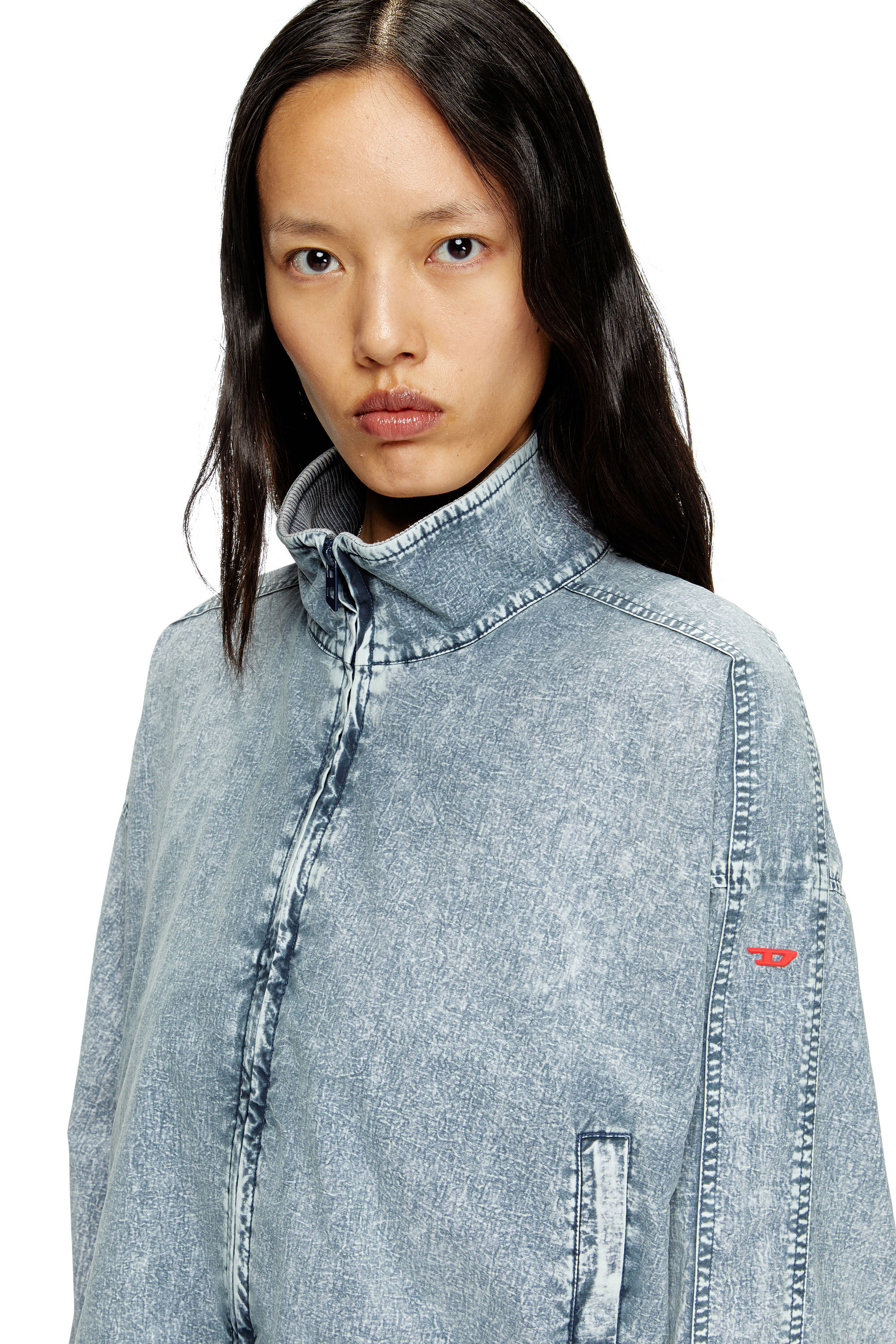 Diesel - G-LEAM-R1, Woman's Cropped jacket in recycled nylon taslan in Light Blue - 4