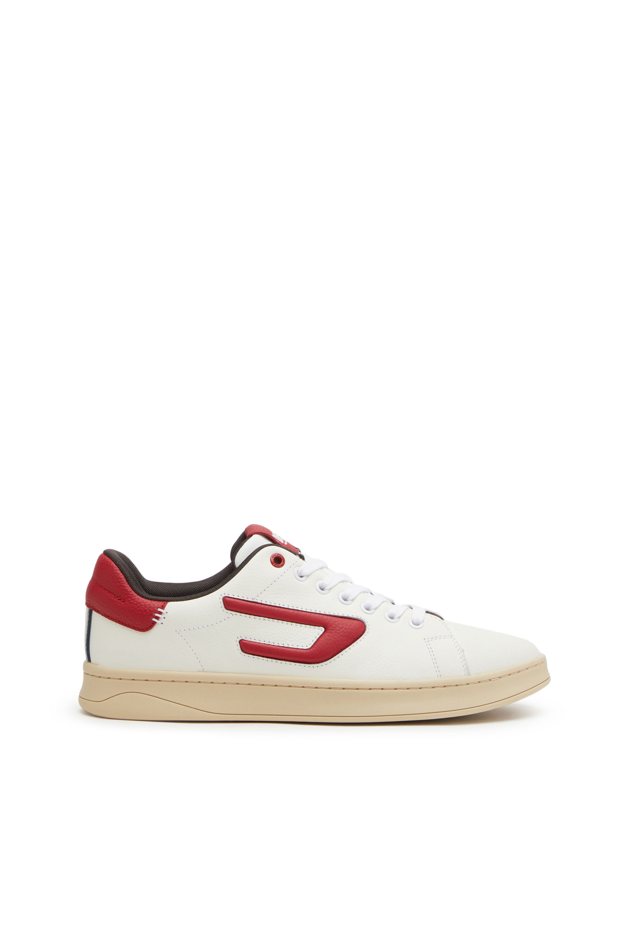 Diesel - S-ATHENE LOW, Man's S-Athene Low - Sneakers in full-grain leather in White/Red - 1