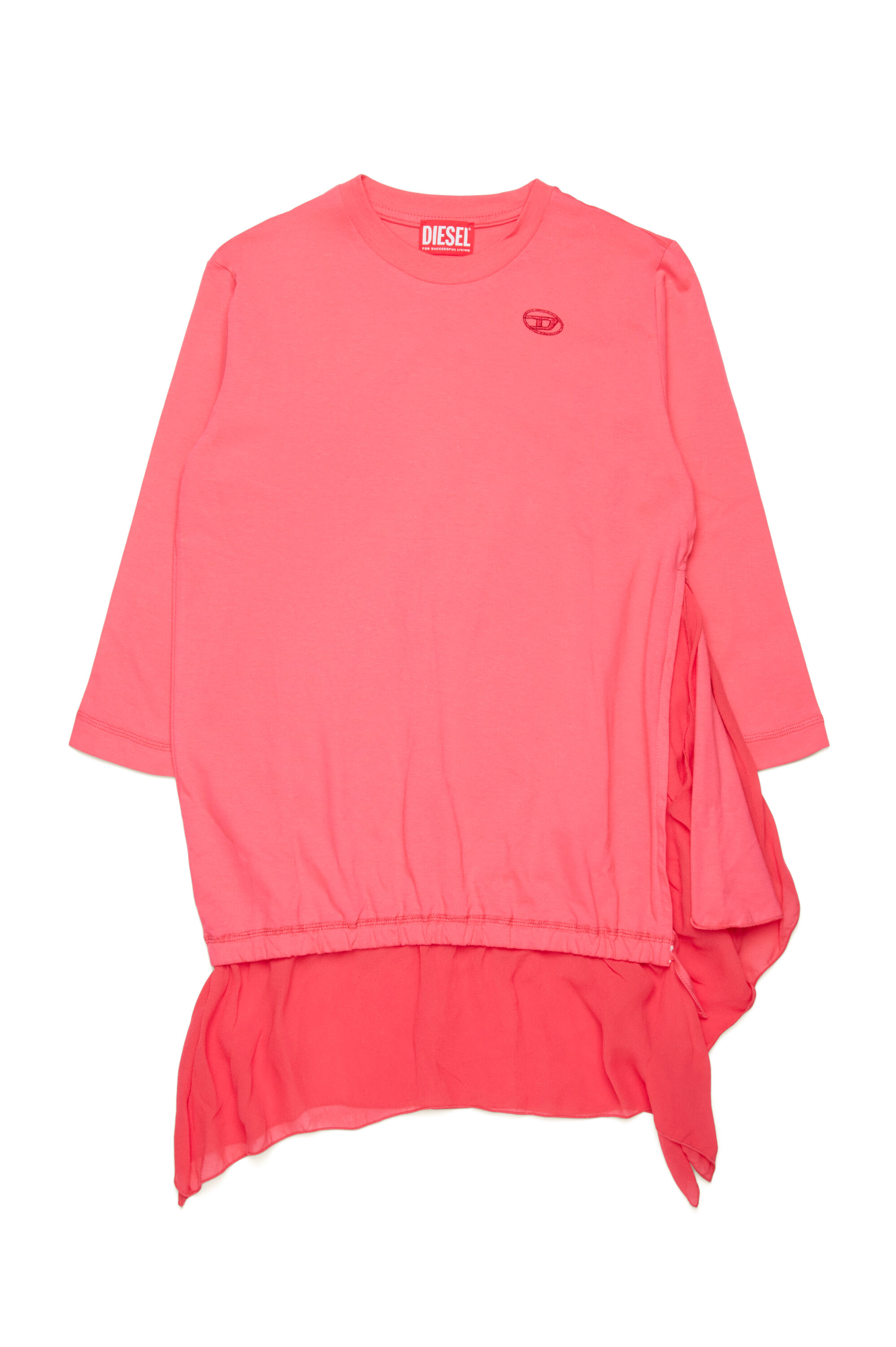 Diesel - DROLLETTE ML, Vestido camiseta con dobladillo flotante Mujer in Rosa - 1
