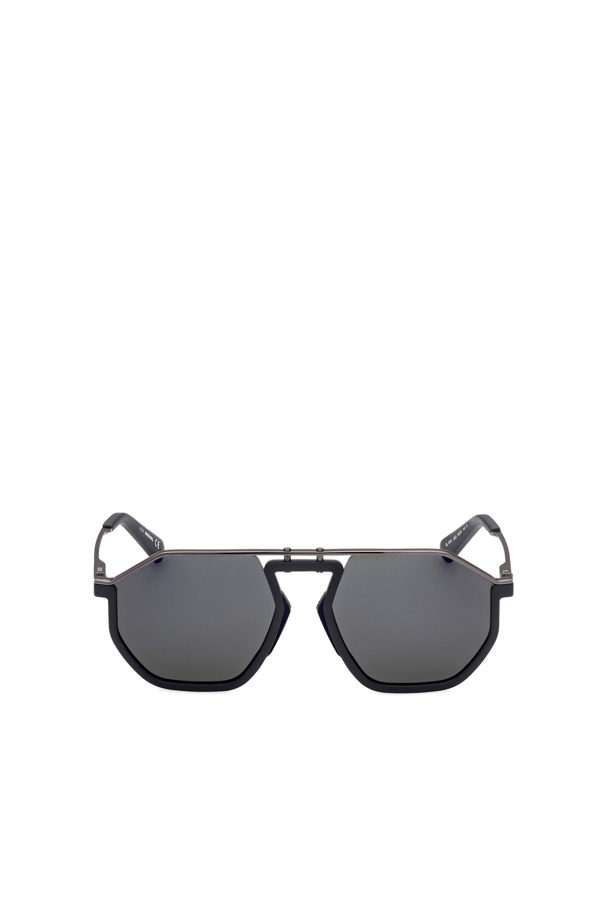 Diesel - DL0346, Unisex's Pilot metal and injection-molded sunglasses in Black/Grey - 1