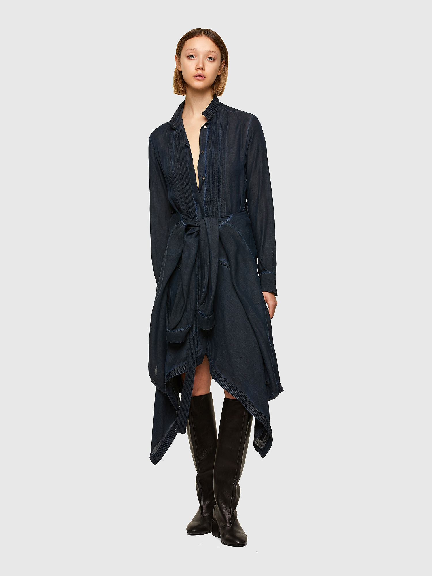 dark blue shirt dress