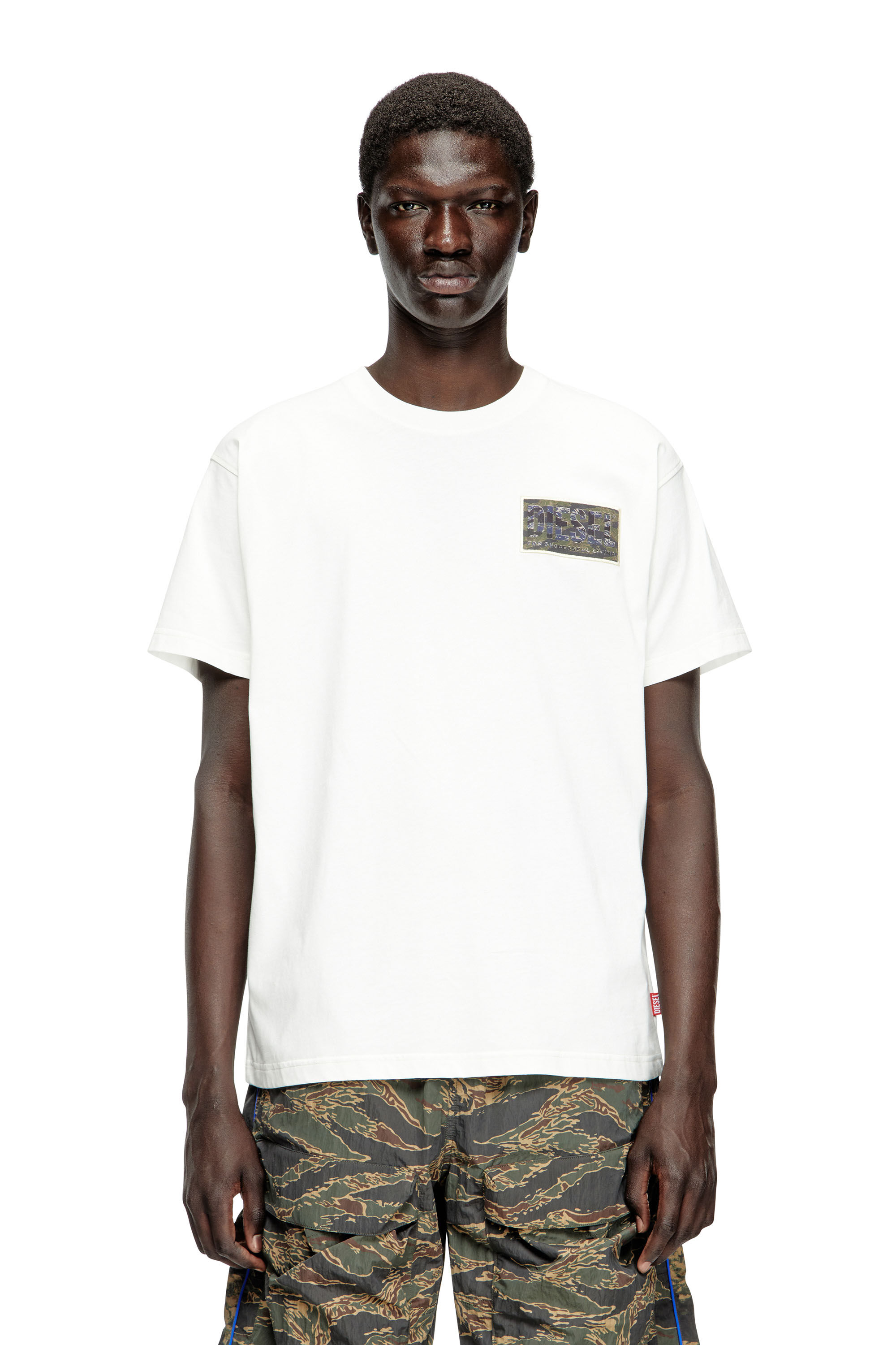 Diesel - T-NORM-T3, Camiseta con parche del logotipo de camuflaje Hombre in Blanco - 3