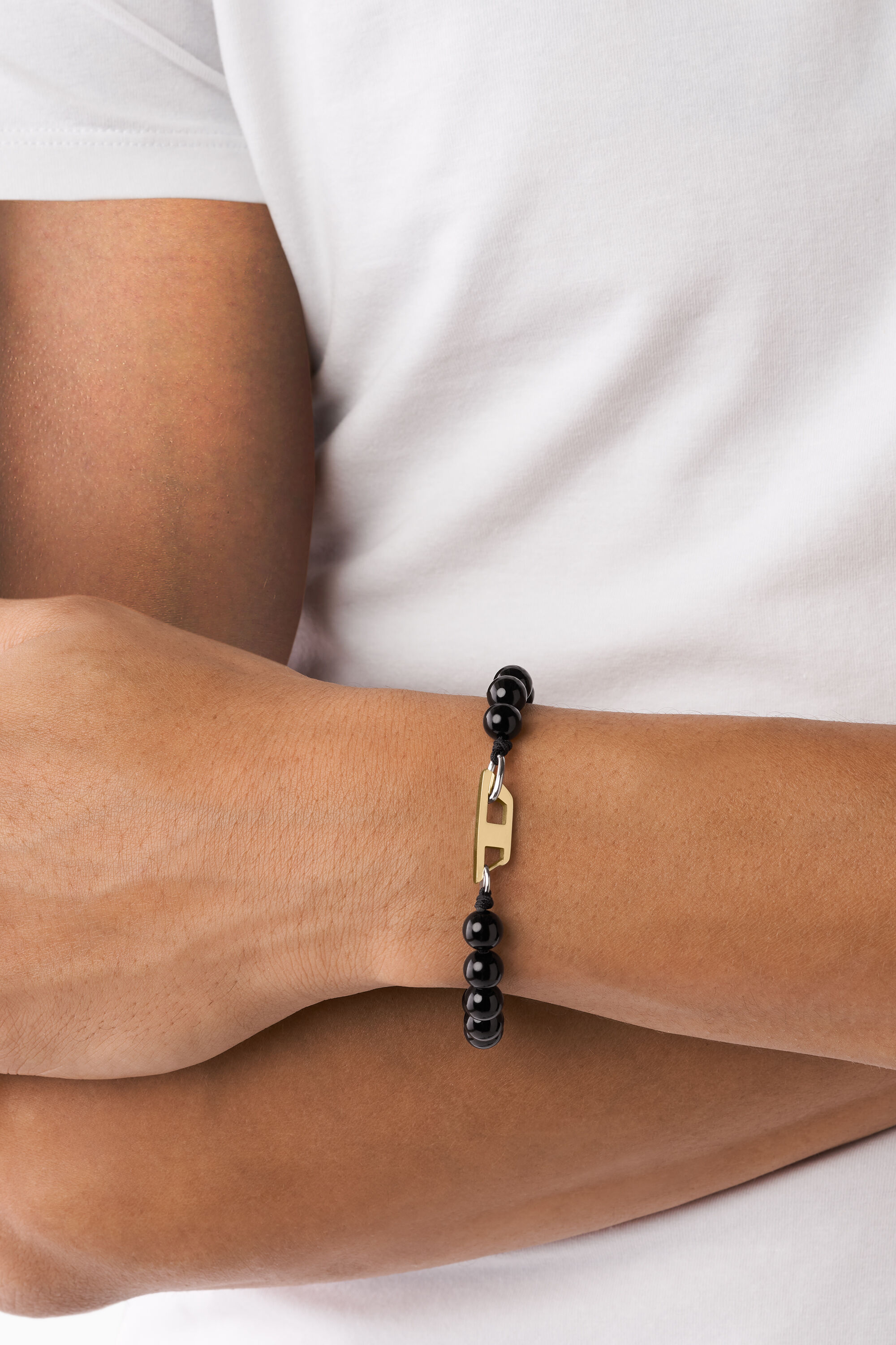 DX1341 Black agate beaded bracelet Diesel