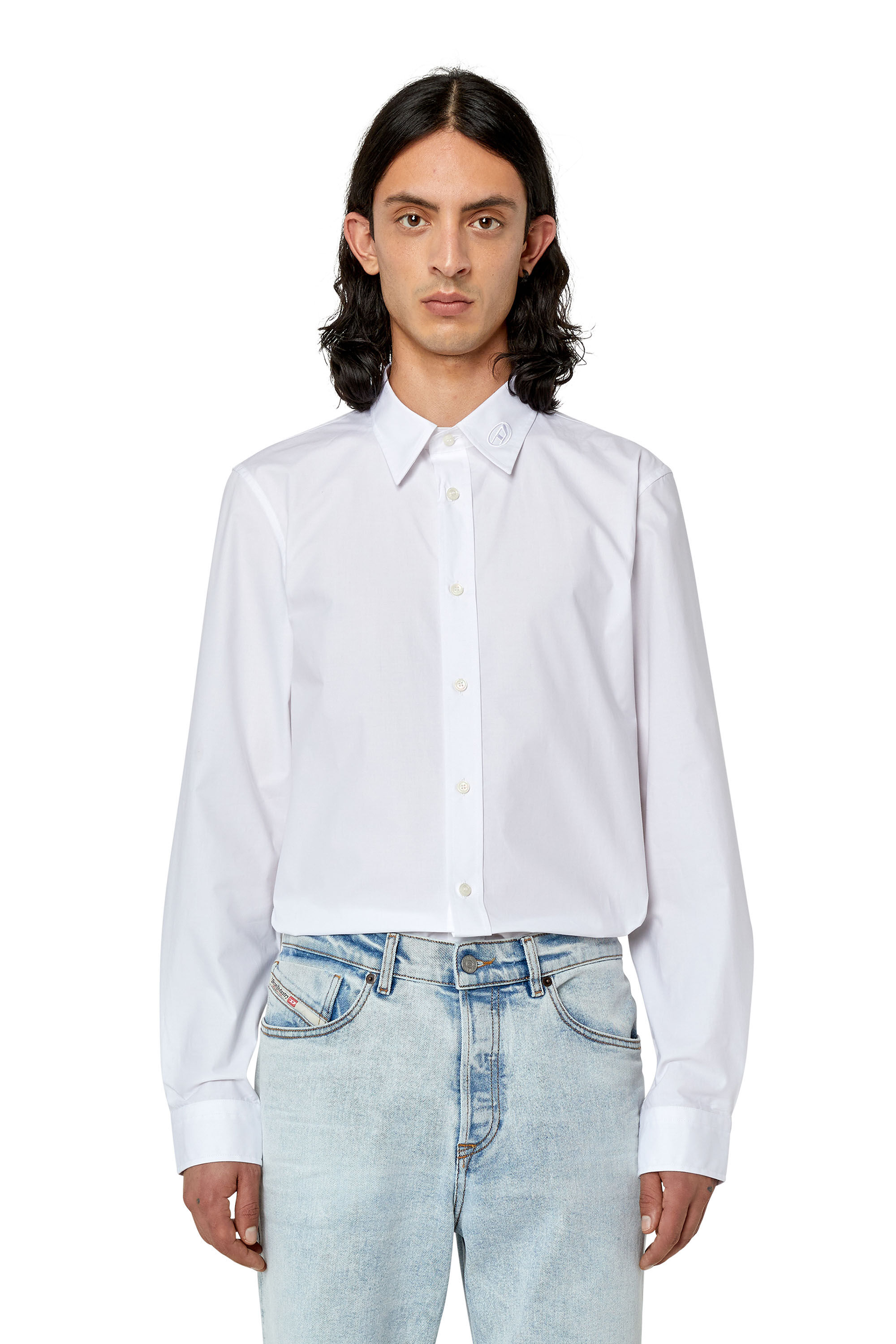 S-BEN-CL-A Man: Cotton shirt with tonal logo embroidery | Diesel