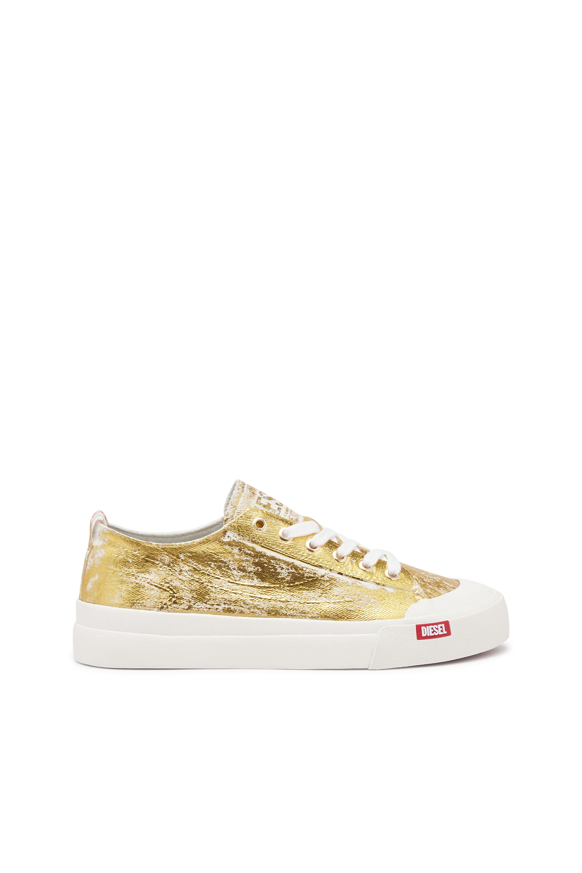 Women's S-Athos Low-Distressed sneakers in metallic canvas
