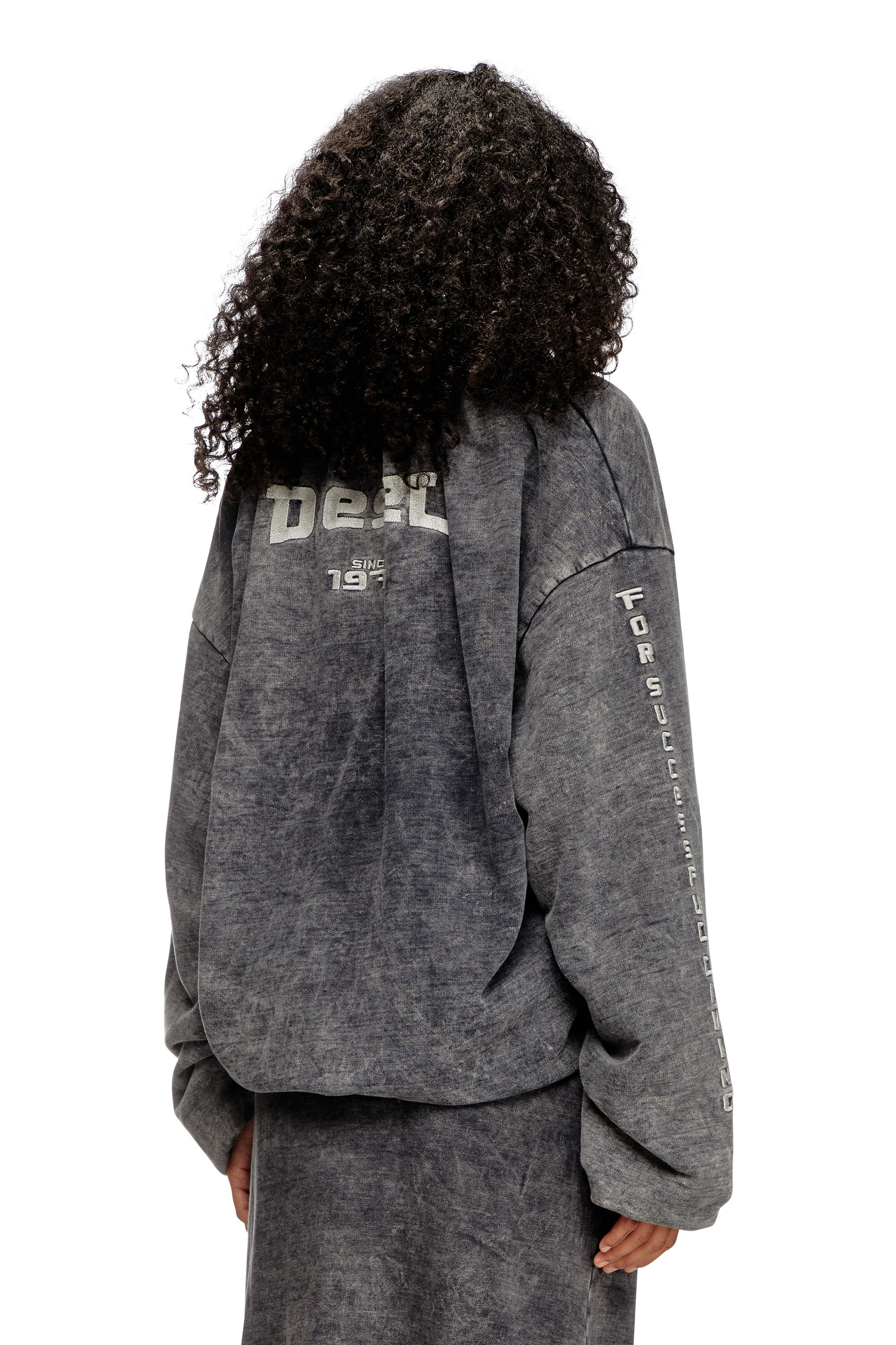 【SCENERITY】Discharged brushed washed sweatshirt Women's Gathered sweatshirt with denim effect | Grey | Diesel