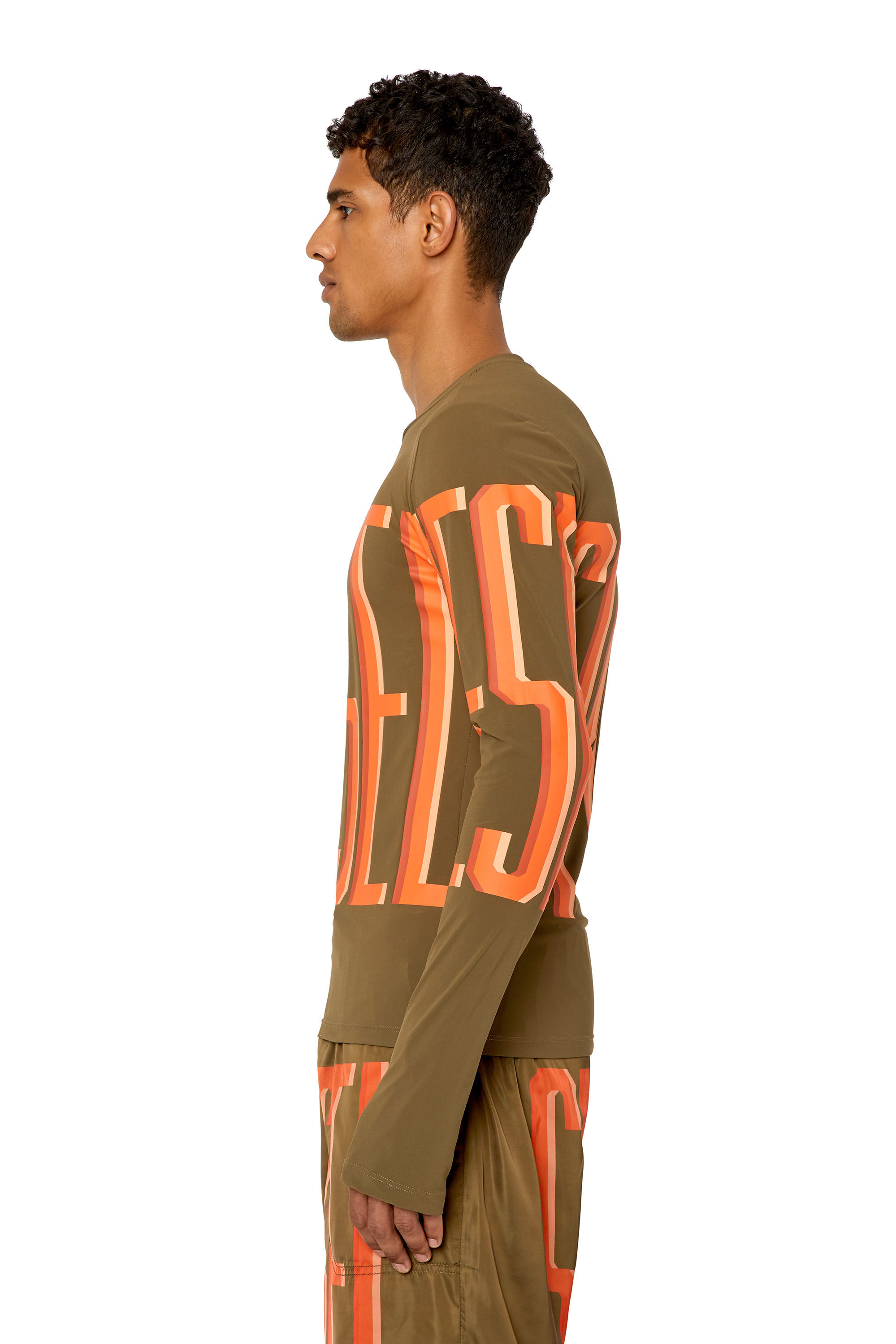 Diesel - AMTEE-LAUREN-WT17, Man's Long-sleeve T-shirt with maxi lettering in Green - 6