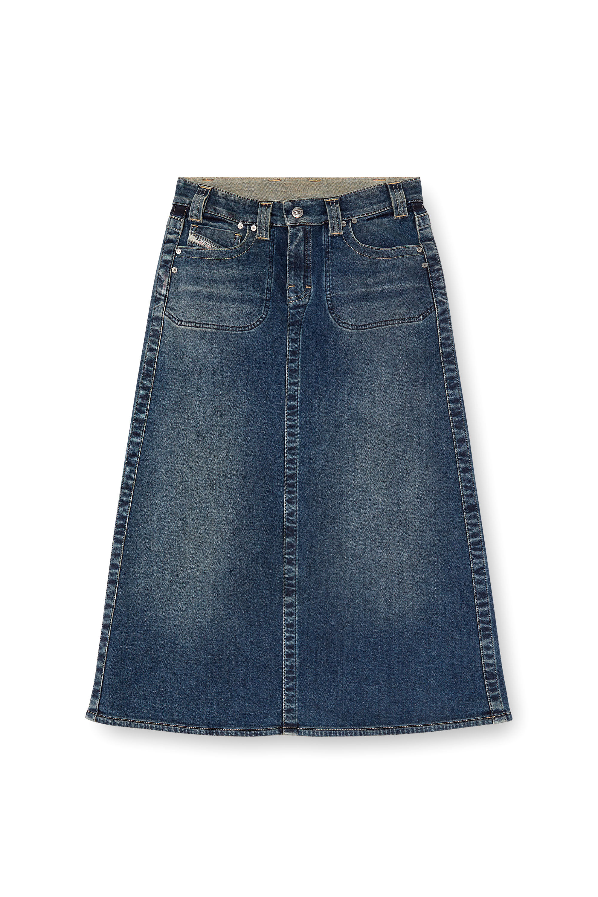 Diesel - DE-PAGO-MID-RE, Falda midi de Rehab denim Mujer in Azul marino - 2
