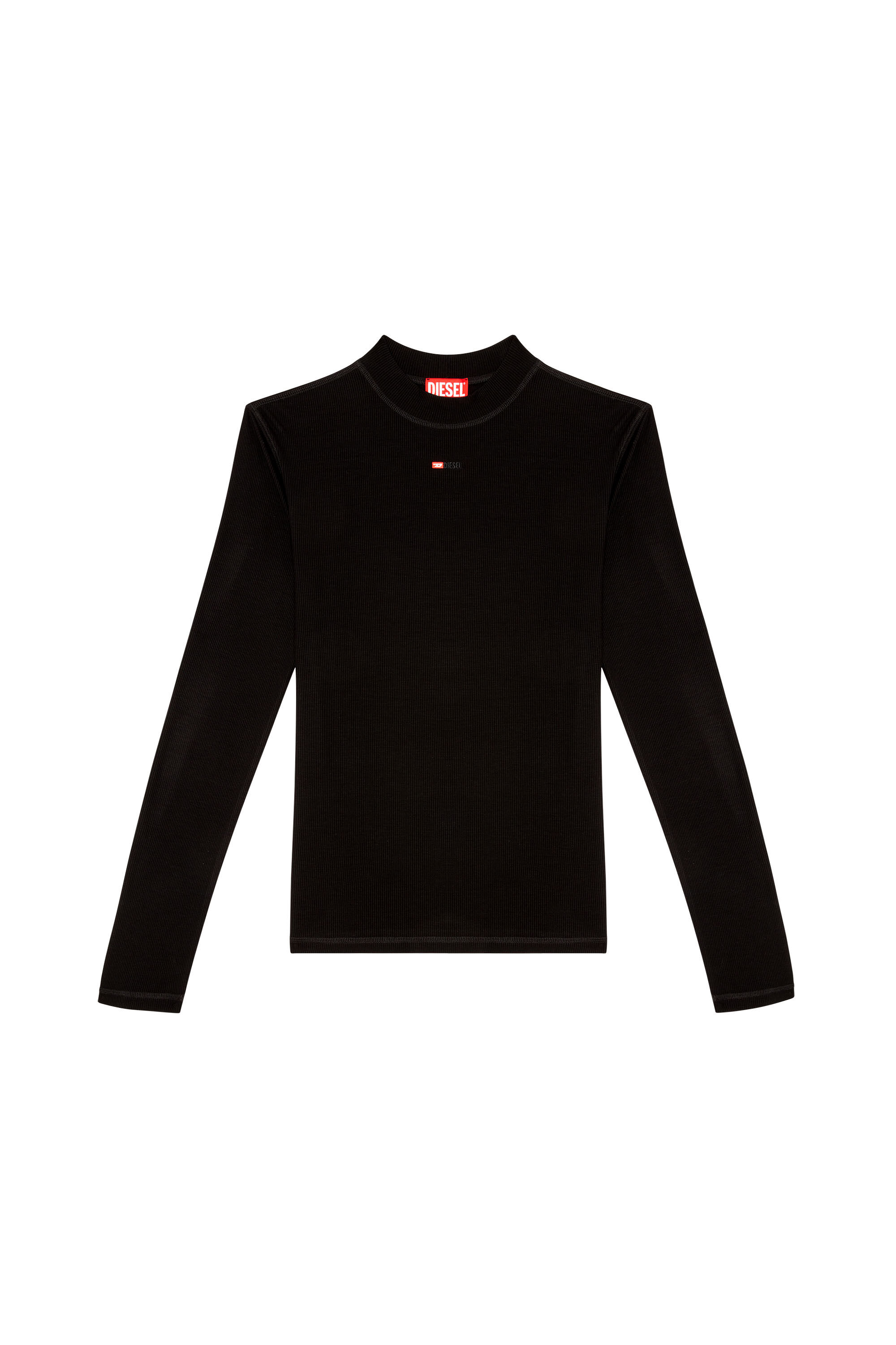 Diesel - T-MOKKY-LS-MICRODIV, Camiseta de medio cuello alto con logotipo pequeño Unisex in Negro - 2