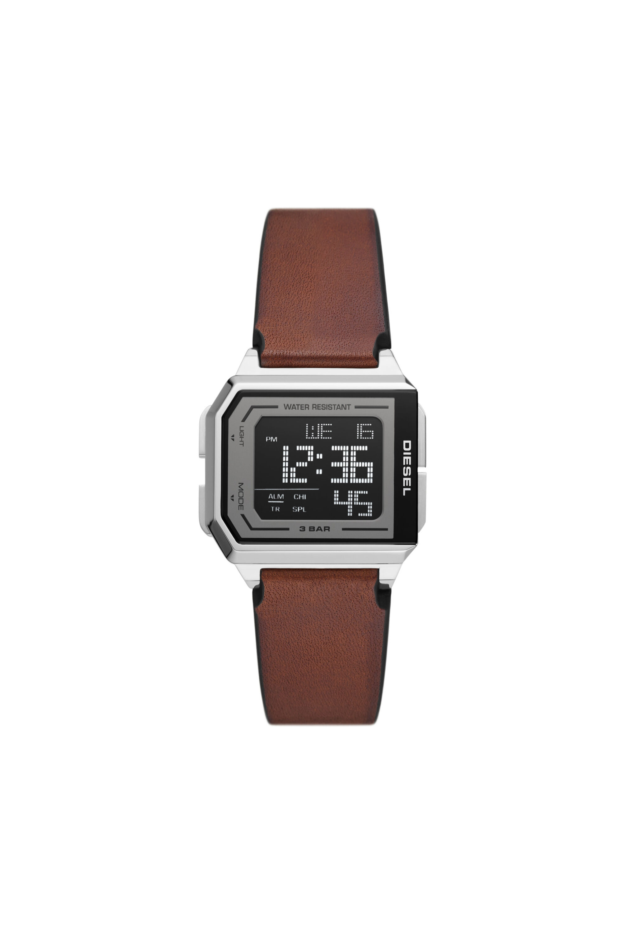DZ1995 Reloj Chopped digital de cuero marron Diesel