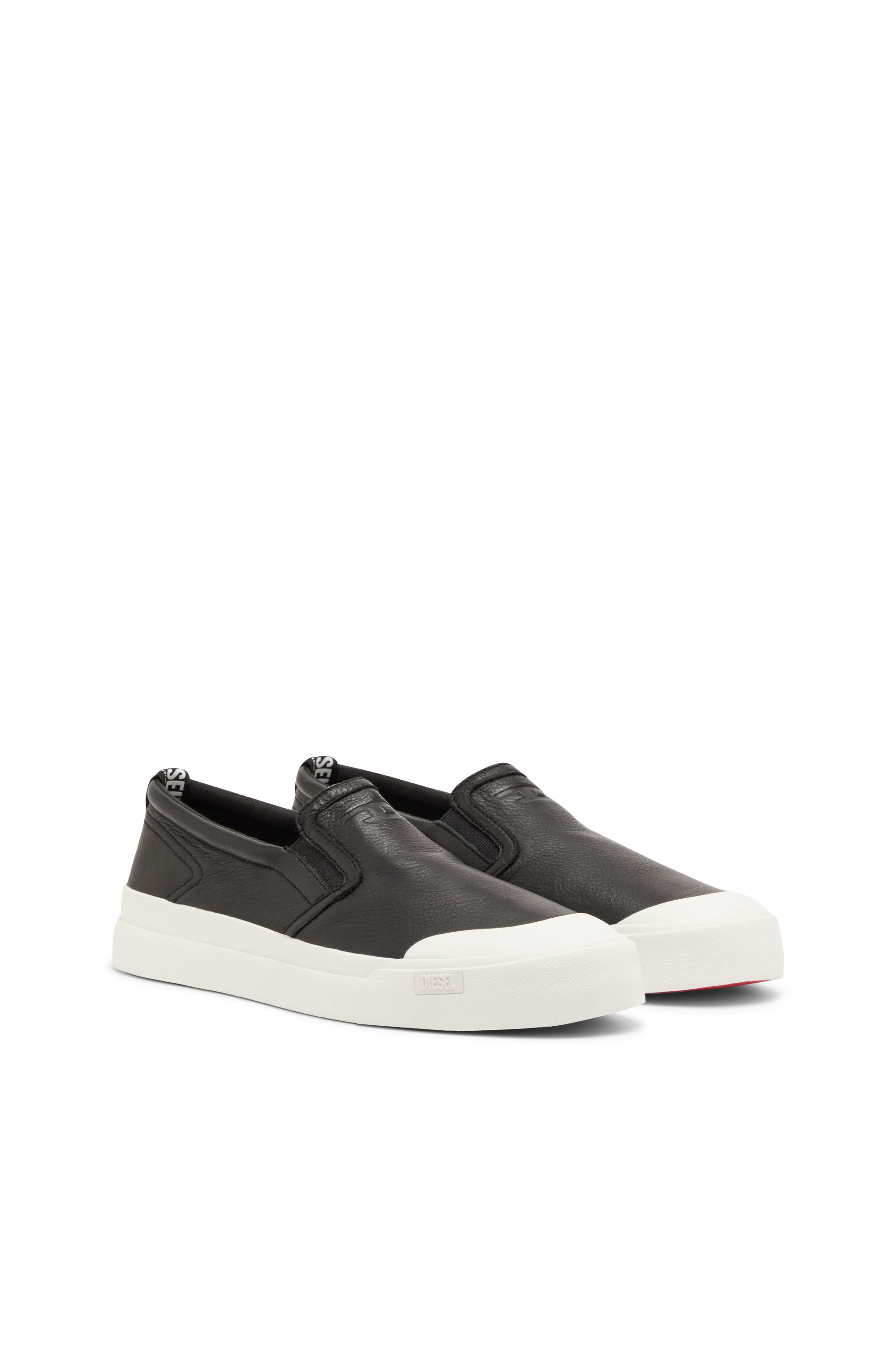 Men's S-Athos-Slip-on sneakers in plain leather | Black | Diesel