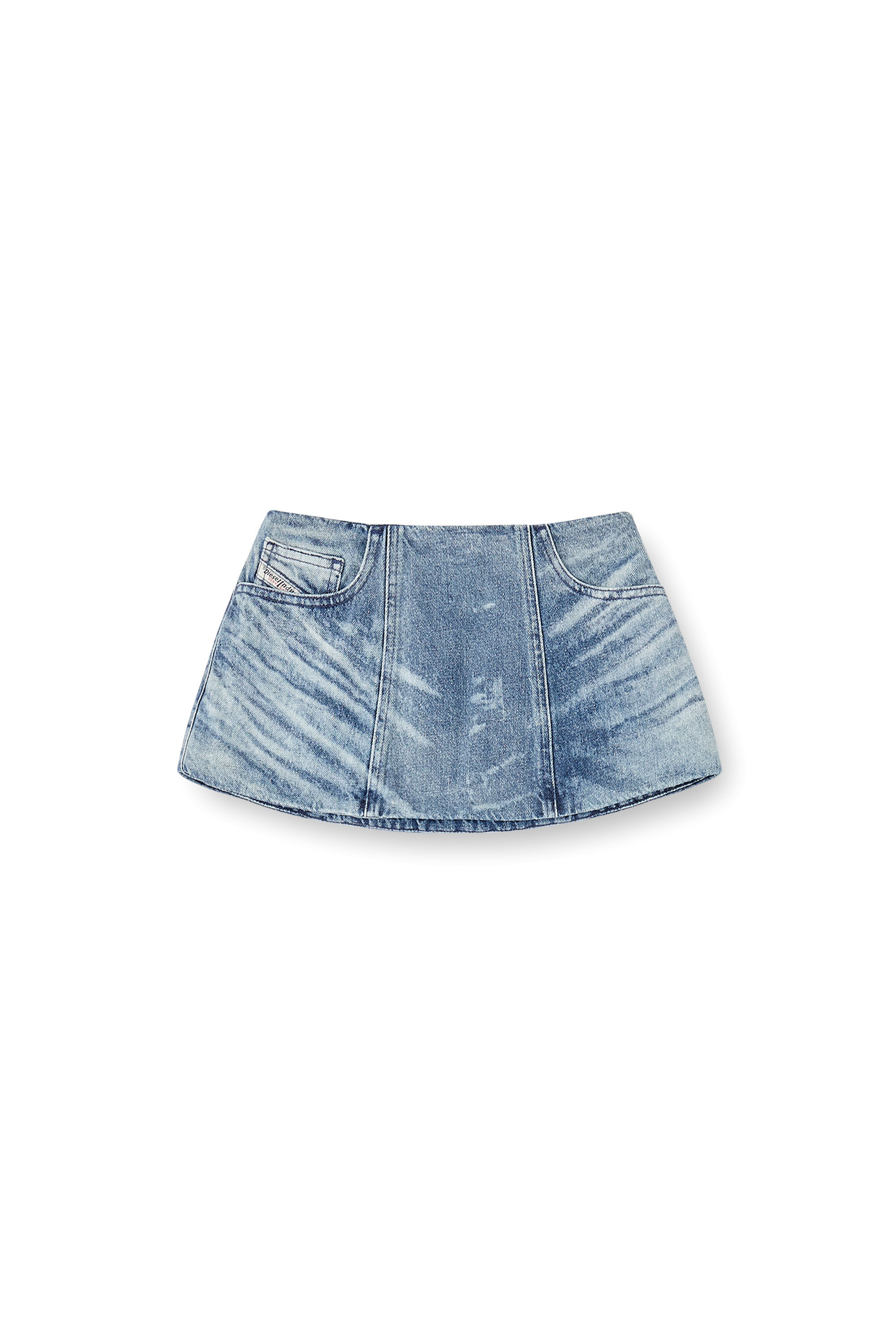 Diesel - DE-NORA-FSH, Falda con cinturón en denim de algodón y cáñamo grabado con láser Mujer in Azul marino - 2