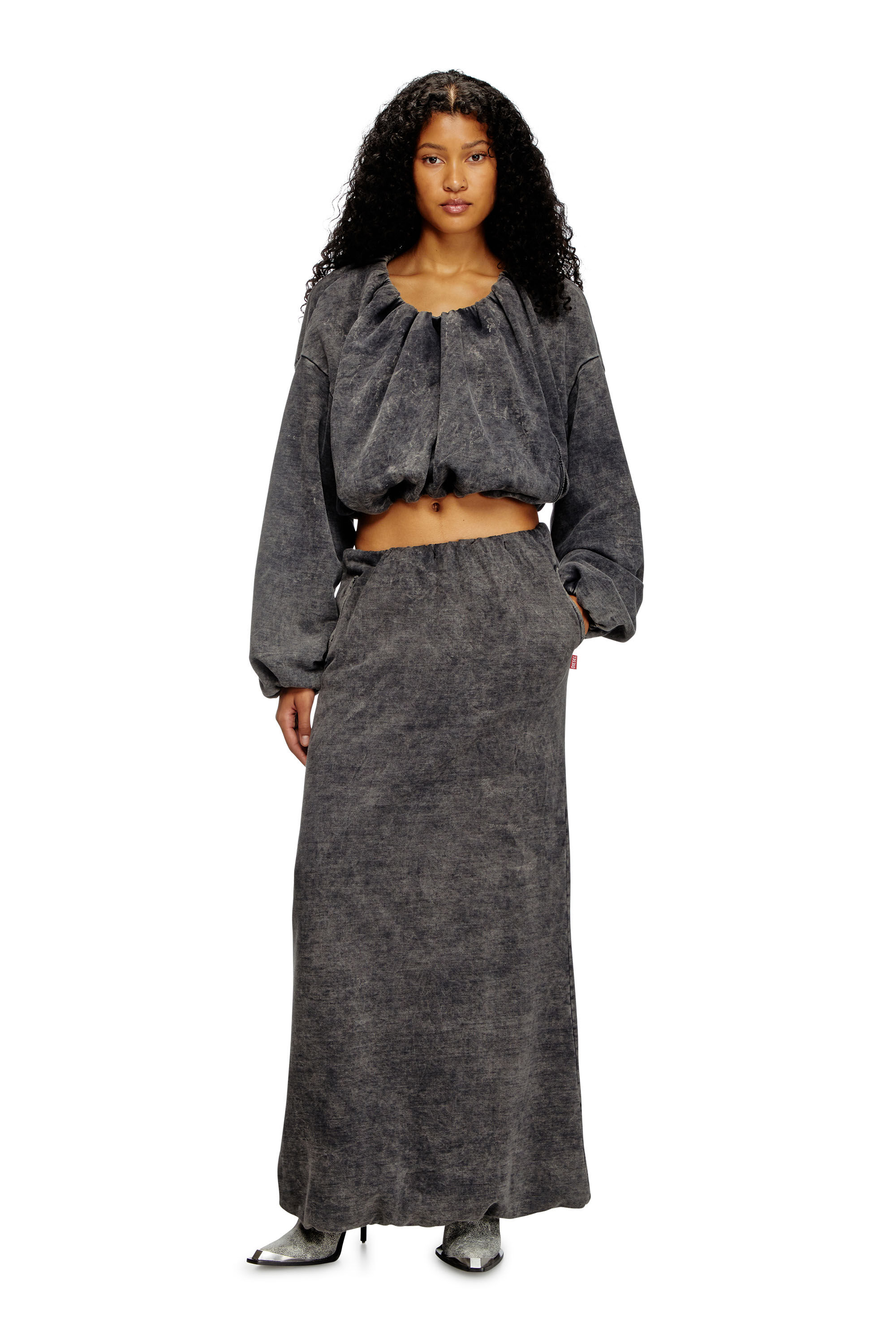 スカート DIESEL Woman Skirt Black A174700QMAN 900 Women's Long skirt with denim effect | Black | Diesel