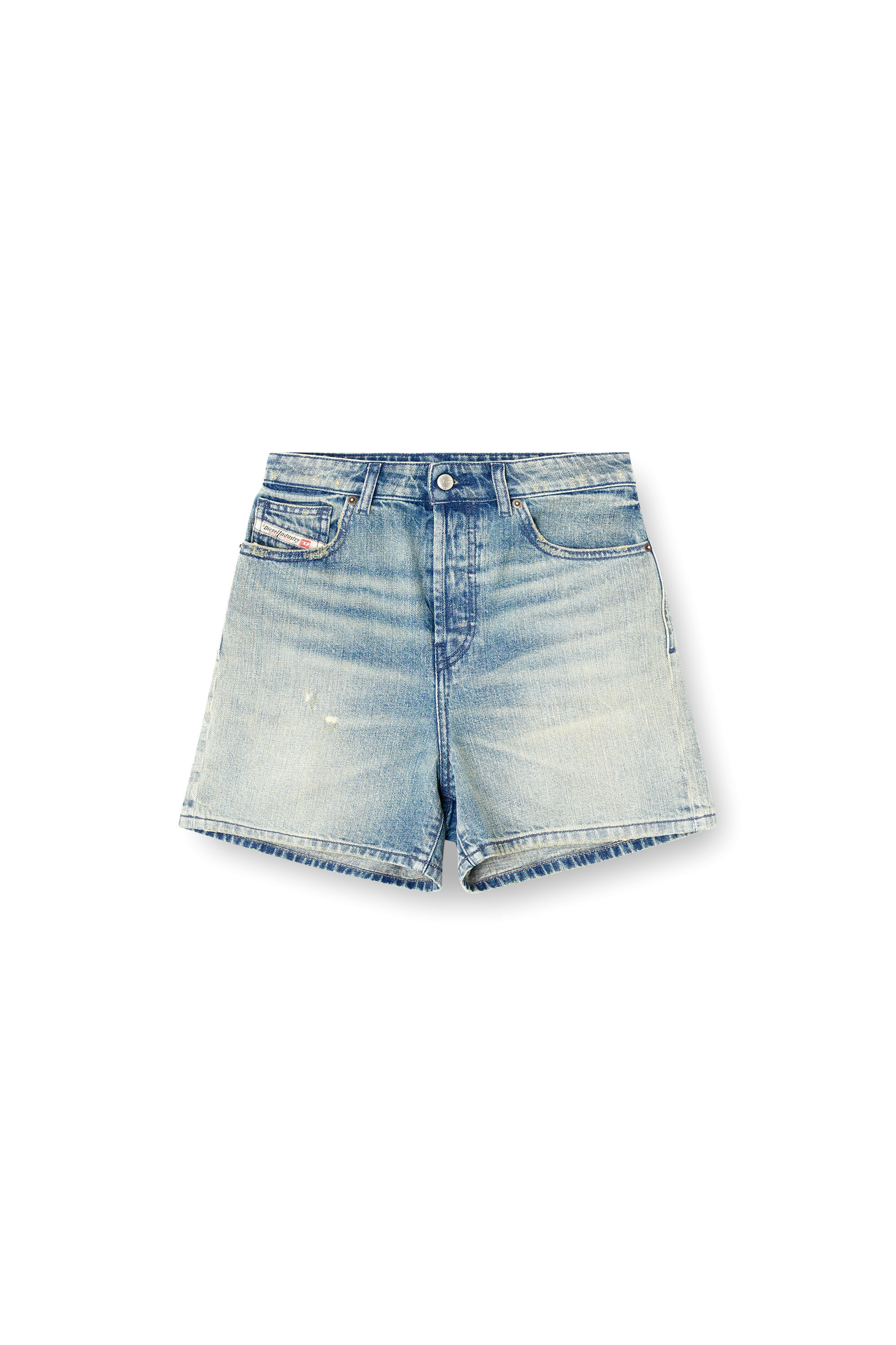 Diesel - DE-JIRO, Woman's Shorts in worn-effect denim in Light Blue - 2