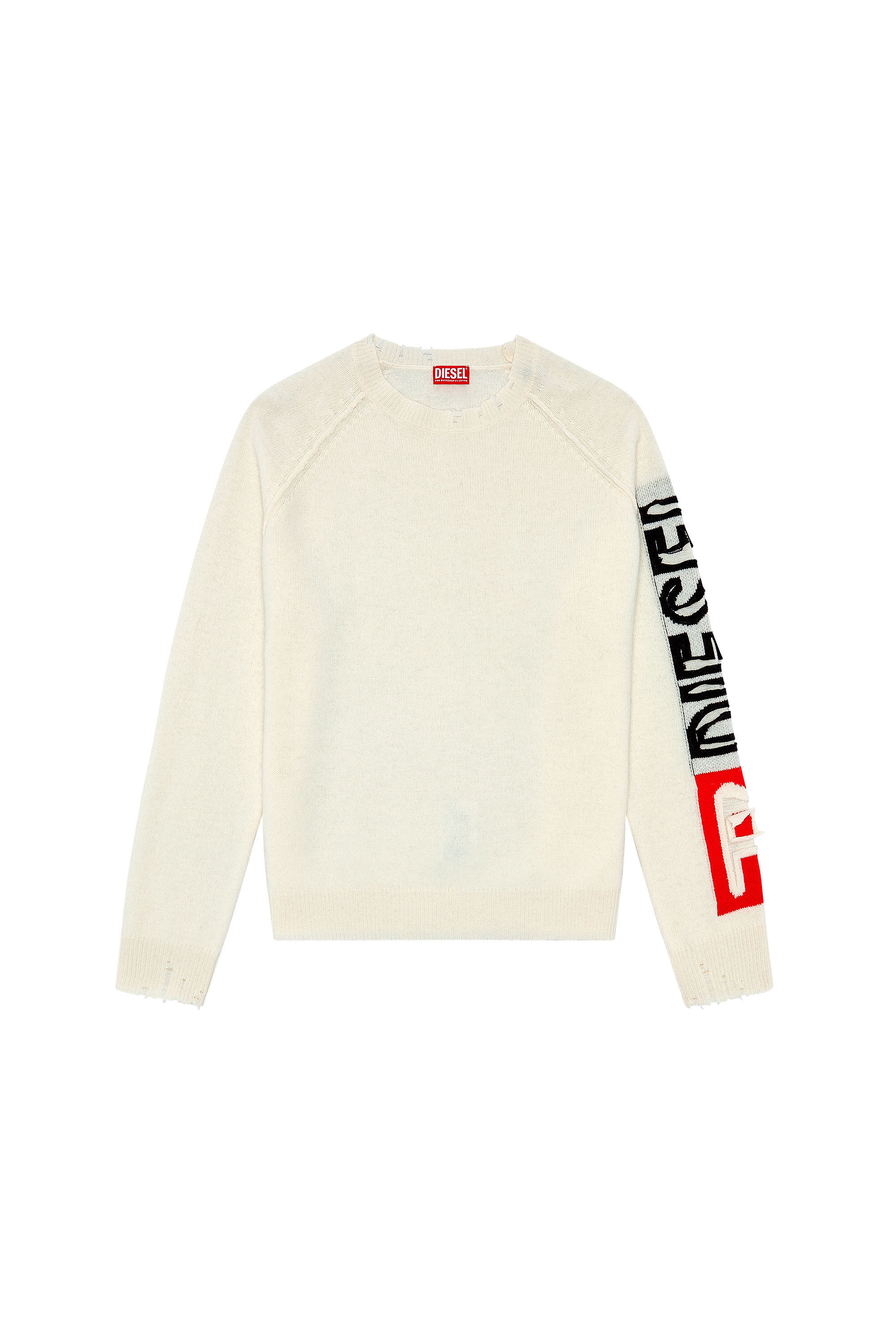 Men s Wool sweater with cut up logo White Diesel