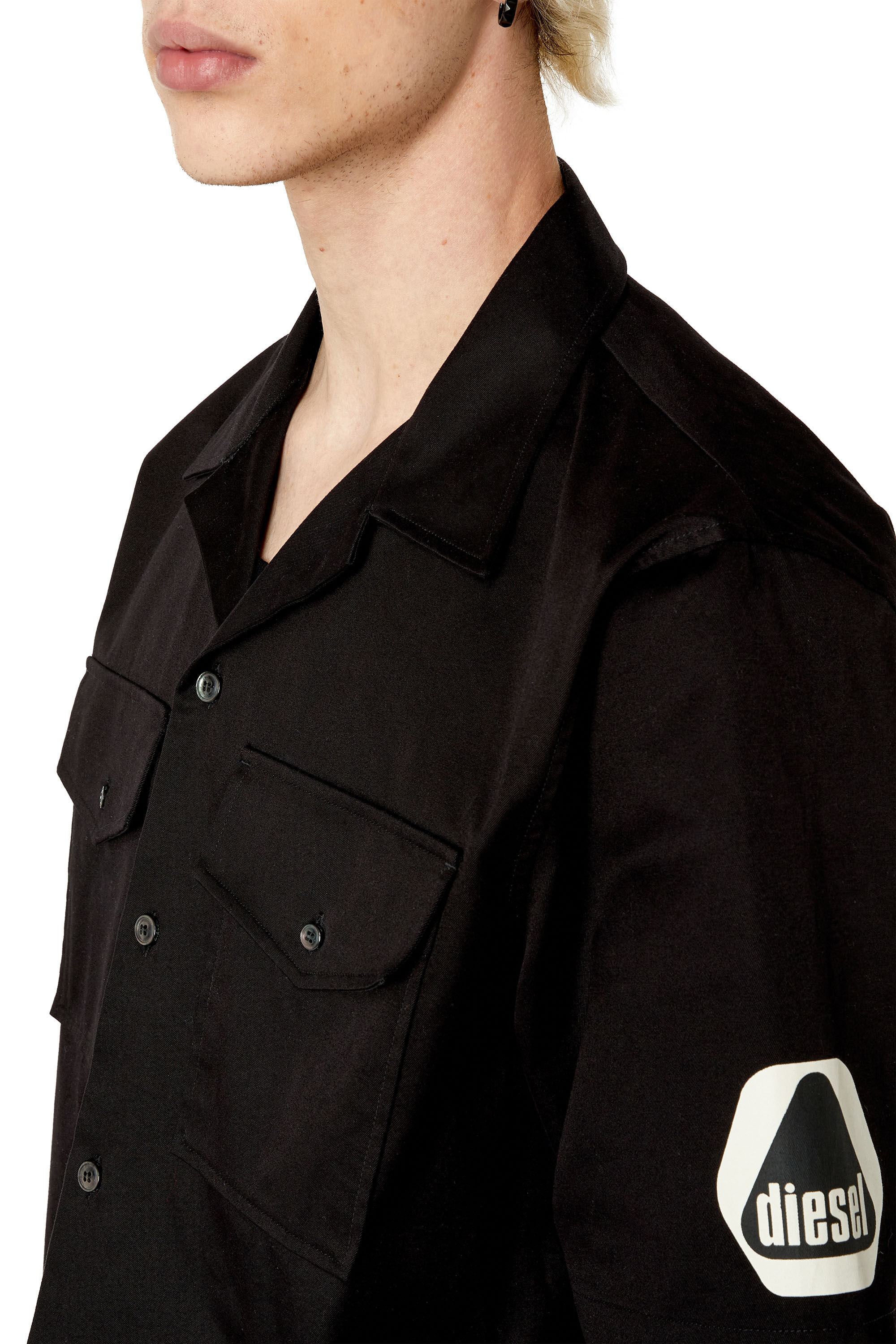 S-MAC-B Man: Bowling shirt with utility logo | Diesel S-MAC-B Man: Bowling shirt with utility logo | Diesel