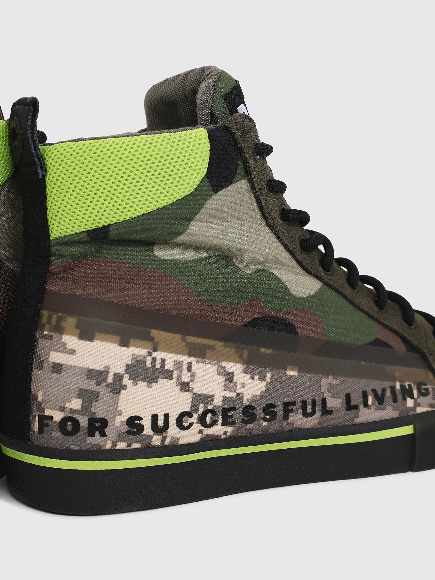 green camouflage sneakers