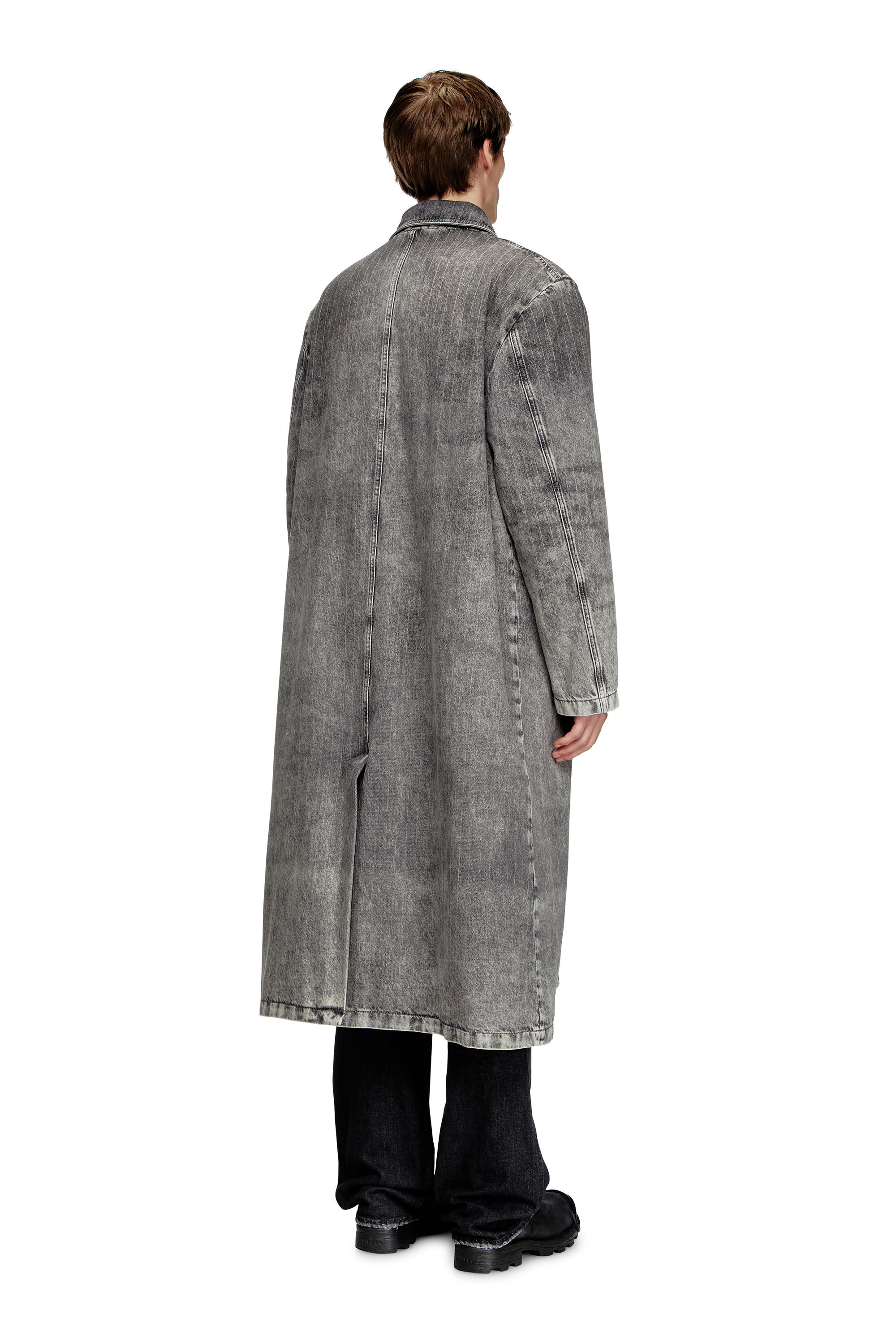 Diesel - D-JACK-S1, Abrigo en denim a rayas finas de sastrería Hombre in Gris - 5
