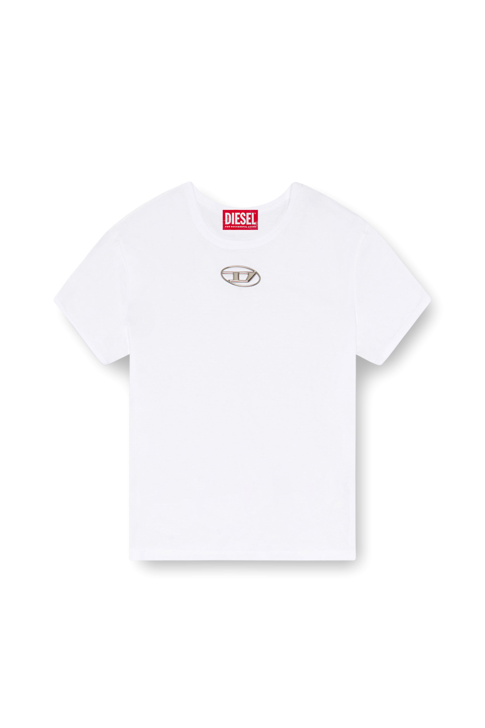 Diesel - T-UNCUTIE-LONG-OD, Mujer Camiseta con Oval D moldeado por inyección in Blanco - Image 2