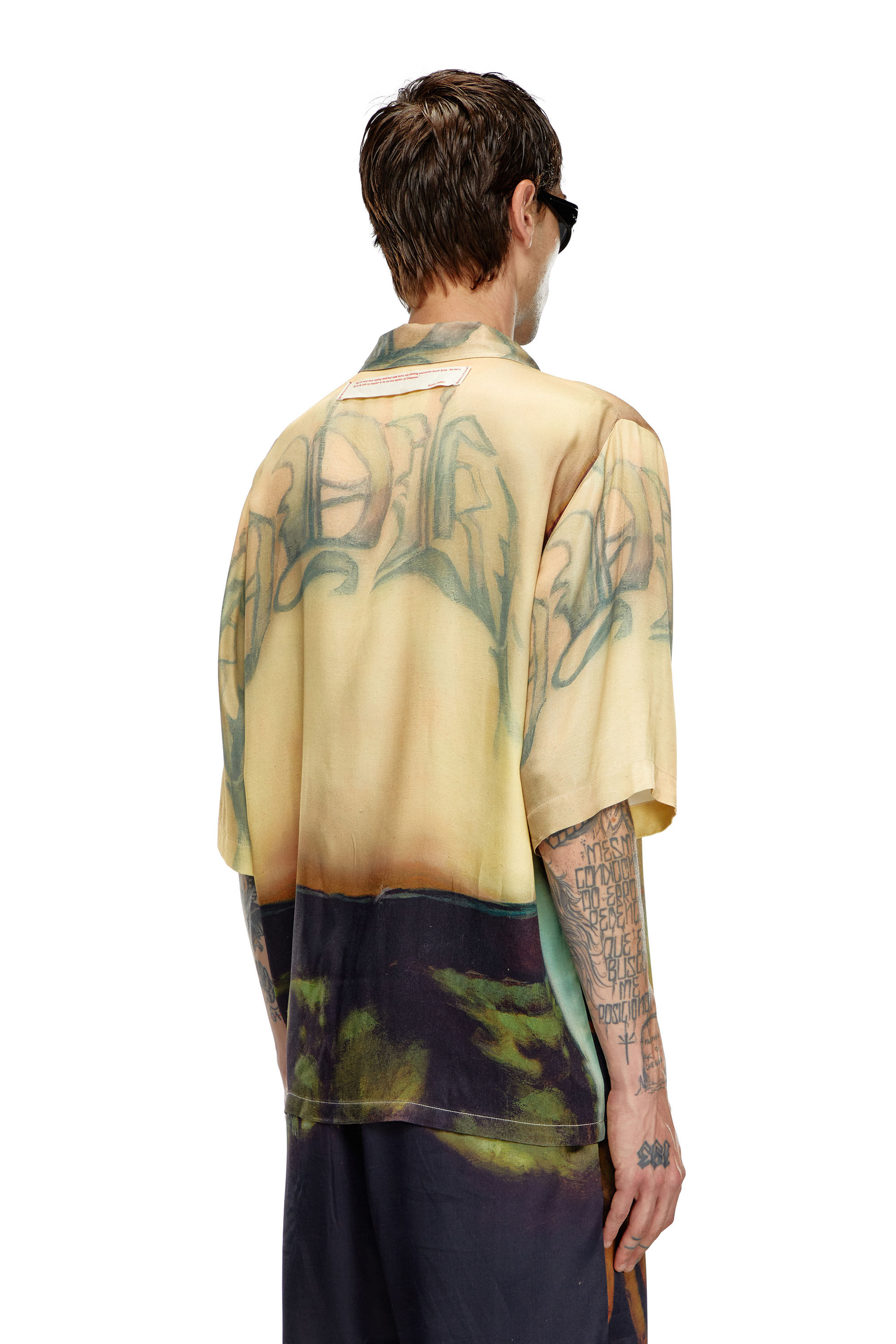 Diesel - PR-S-MEC-SS, Camisa de viscosa con estampado all-over Unisex in Beige - 4