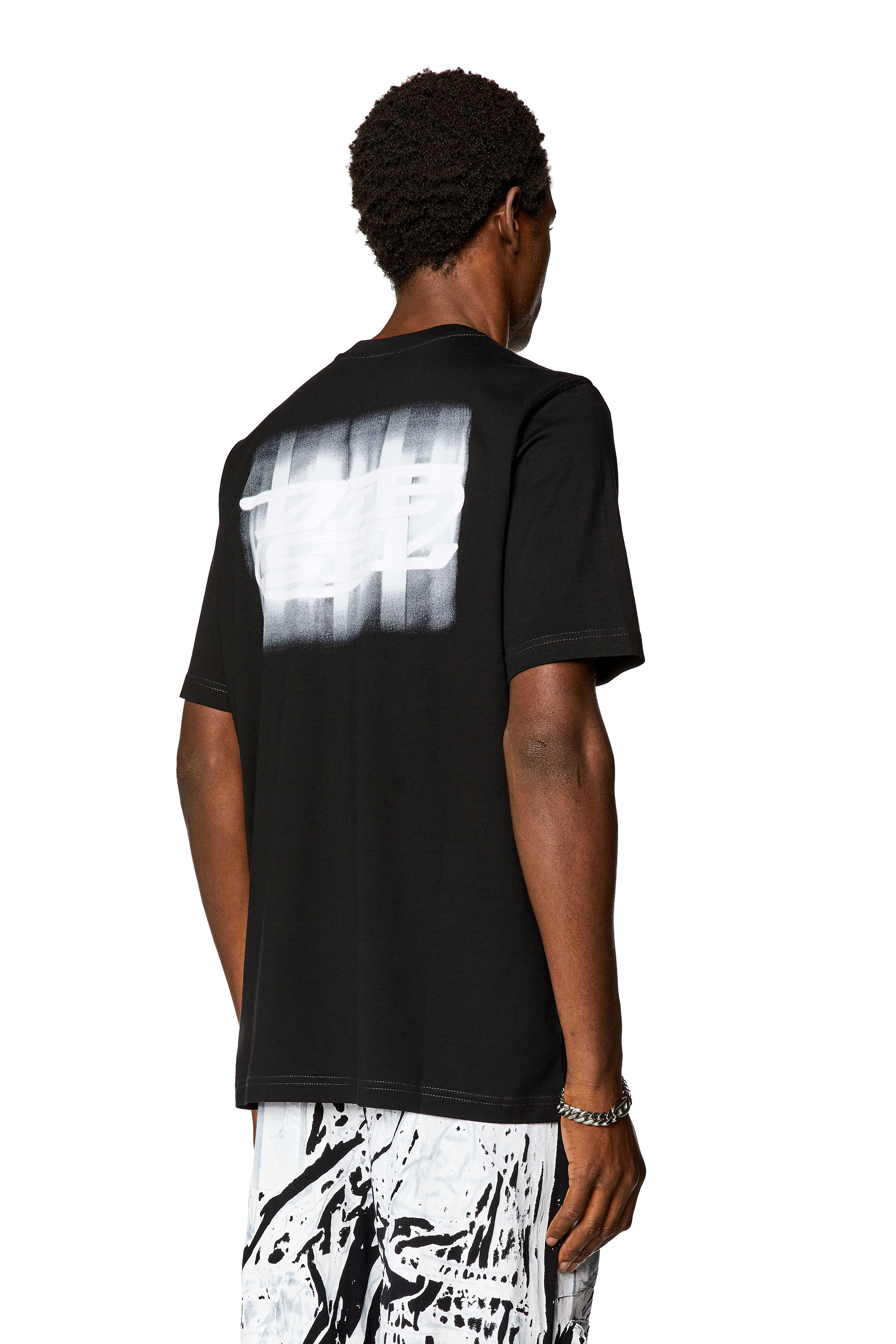 Men's Logo-flocked T-shirt in organic cotton | Black | Diesel Men's Logo-flocked T-shirt in organic cotton | Black | Diesel