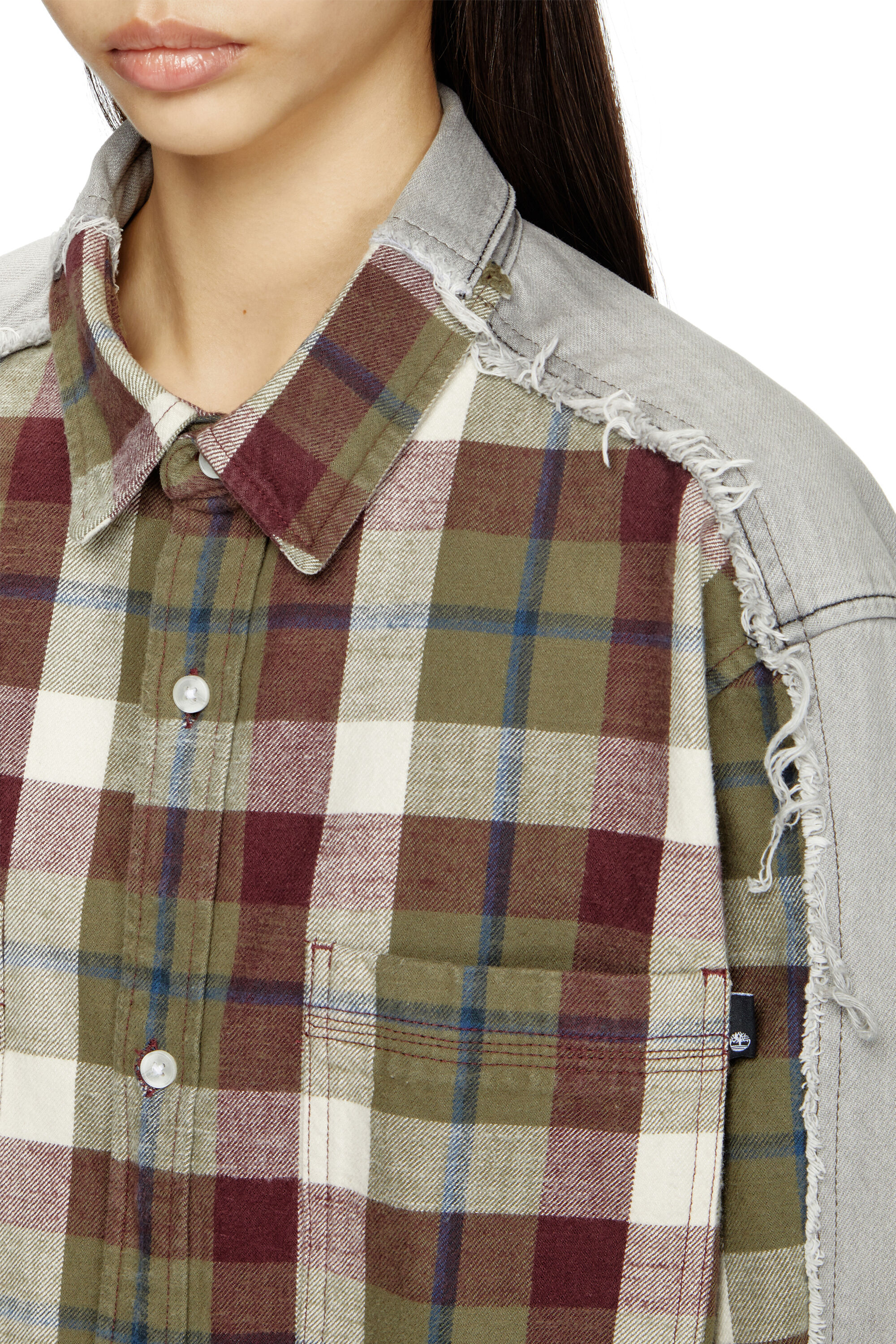 Diesel - Shirt Diseloves 8B, Unisex's Check and bleach-effect denim shirt in Red/Grey - 8