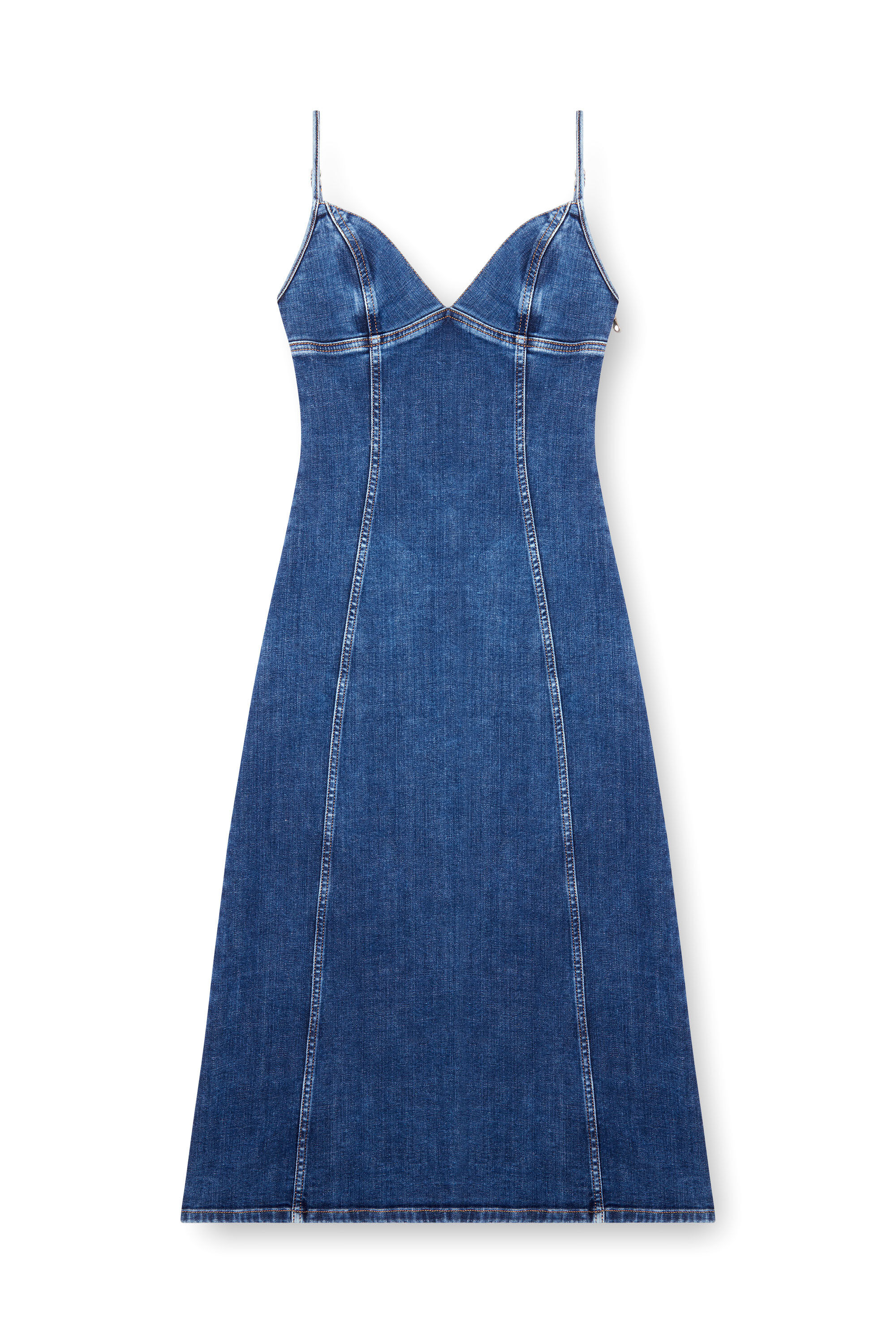 Diesel - DE-FULVY-DRESS-D, Mujer Vestido midi de tirantes en denim in Azul marino - Image 2