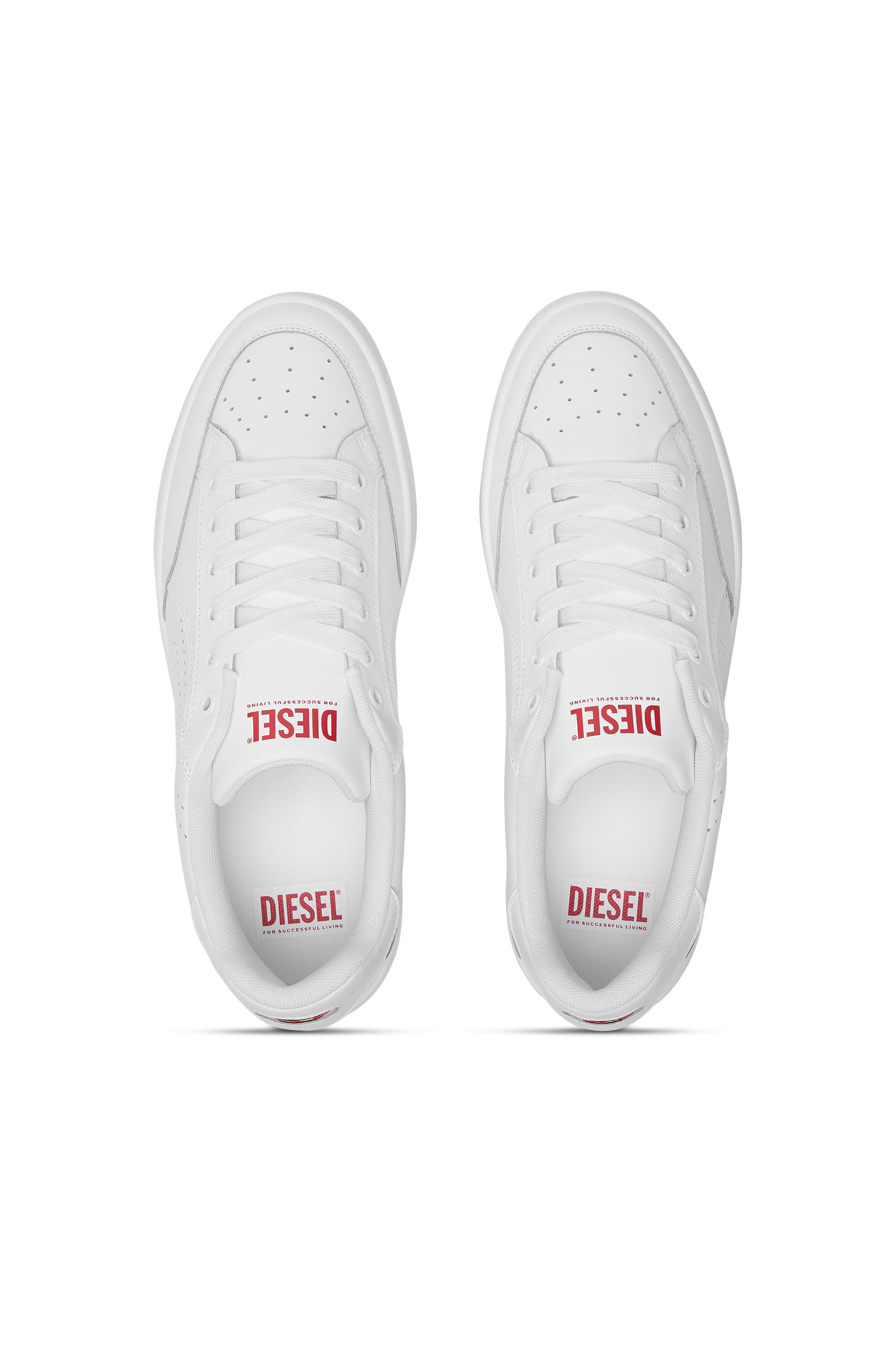 Men's Leather sneakers with perforated logo | White | Diesel