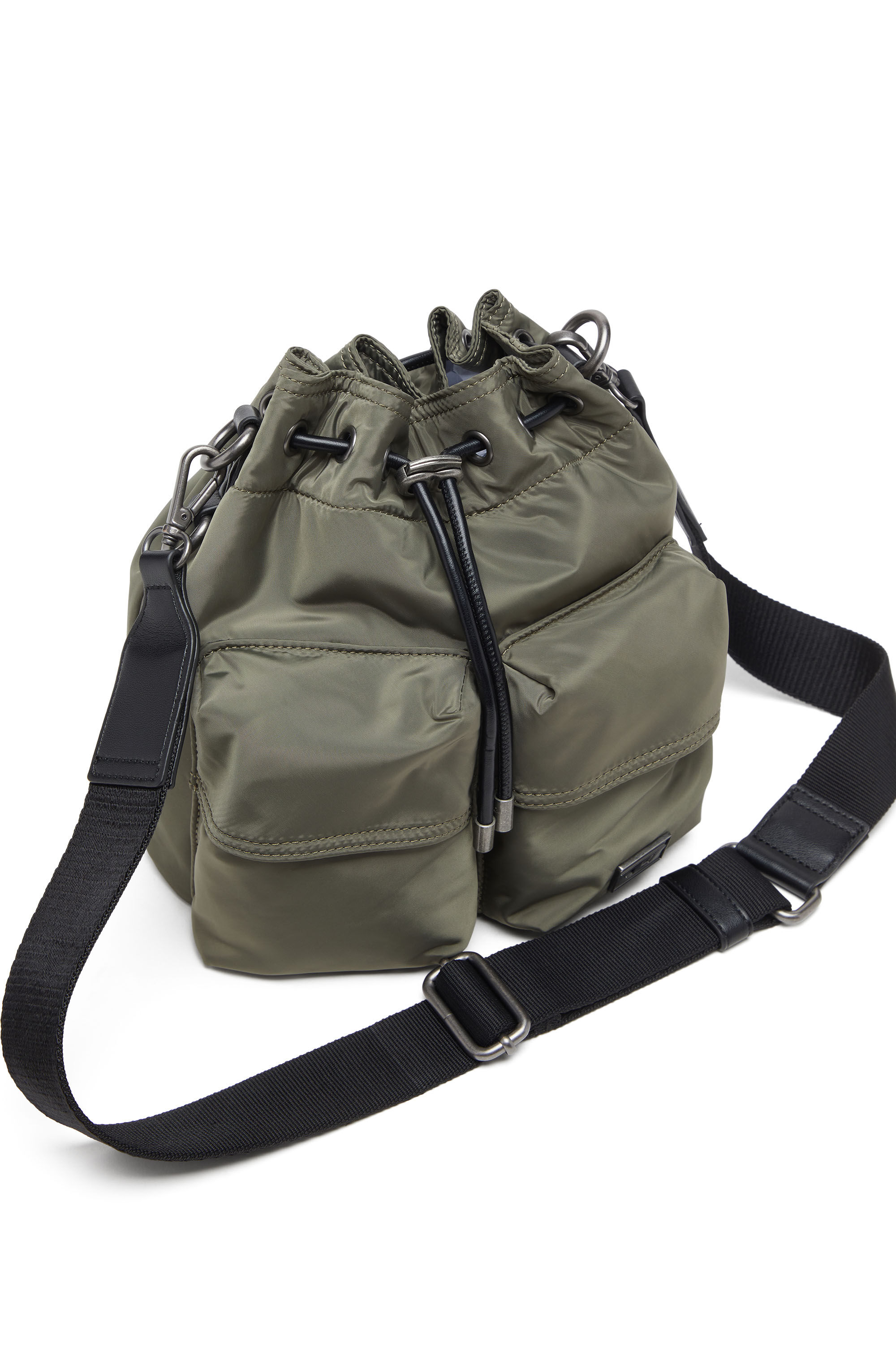 Diesel - MULTI-PKTS BUCKET X, Multi-Pkts-Bolso tipo cubo multibolsillo en tejido recubierto utility Unisex in Verde - 5
