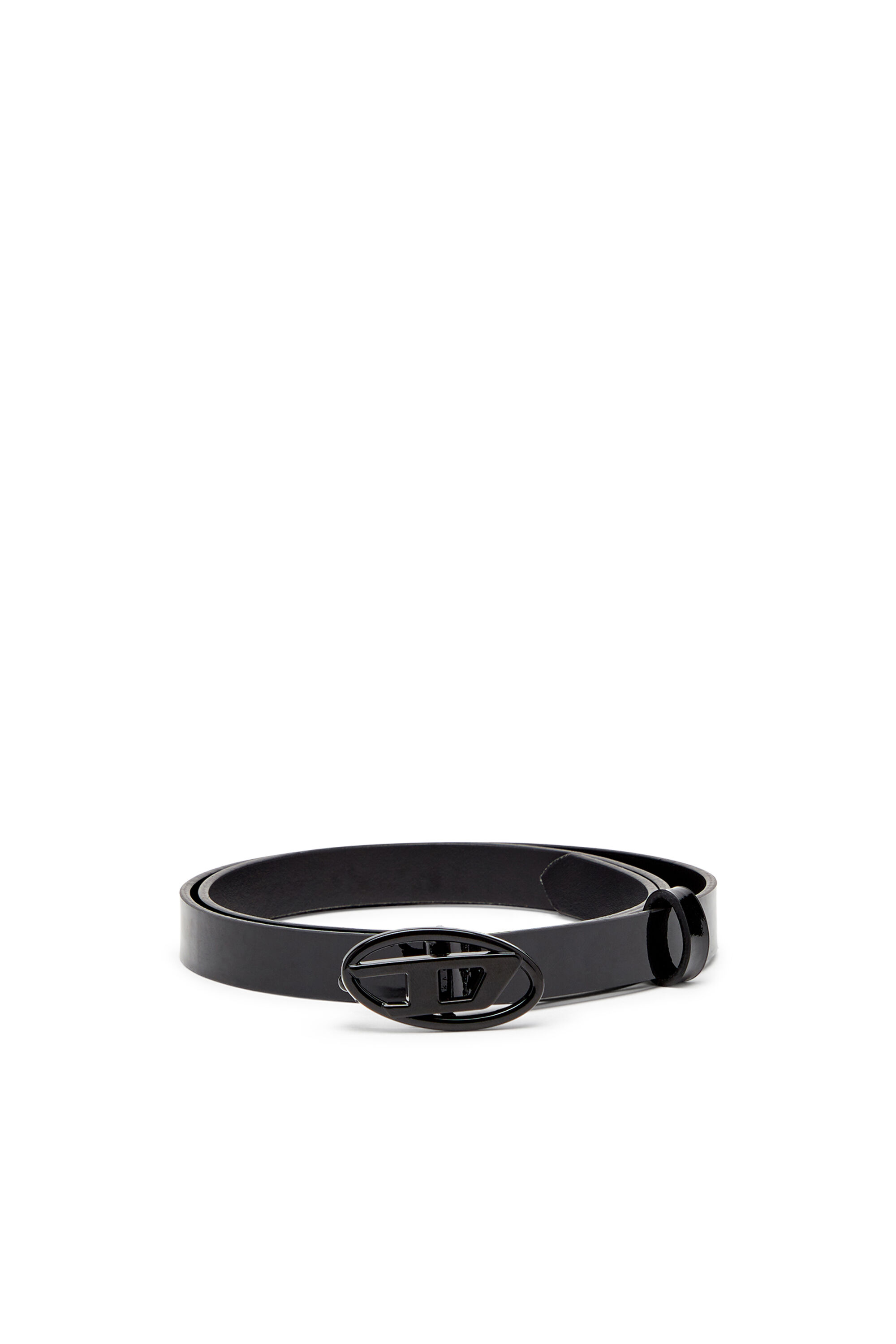Diesel - B-PLAY 15, Cinturón 1.5 cm entallado de cuero brillante Mujer in Negro - 1