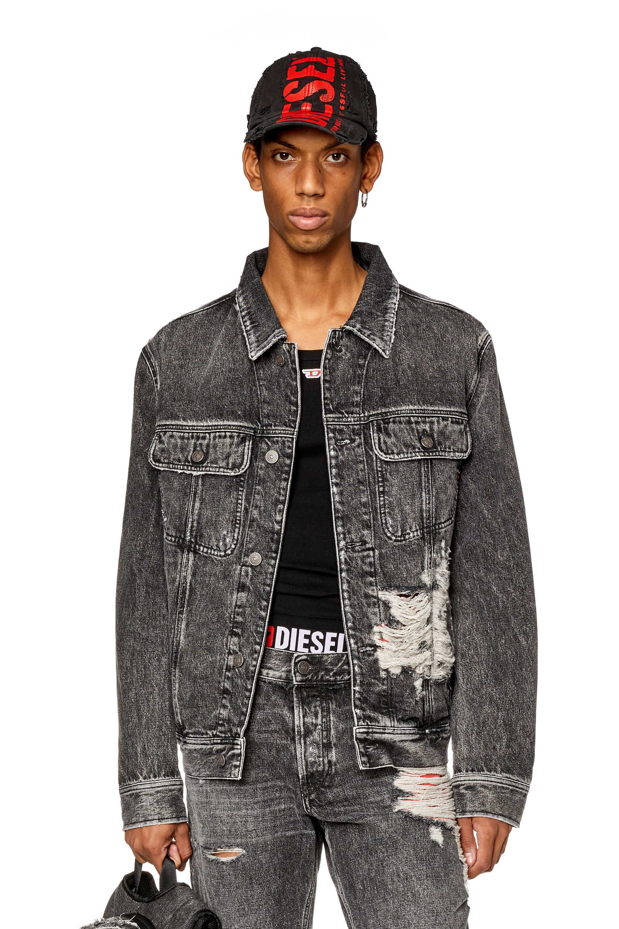 Men's Trucker jacket with destroyed detail | D-BARCY-S1 Diesel