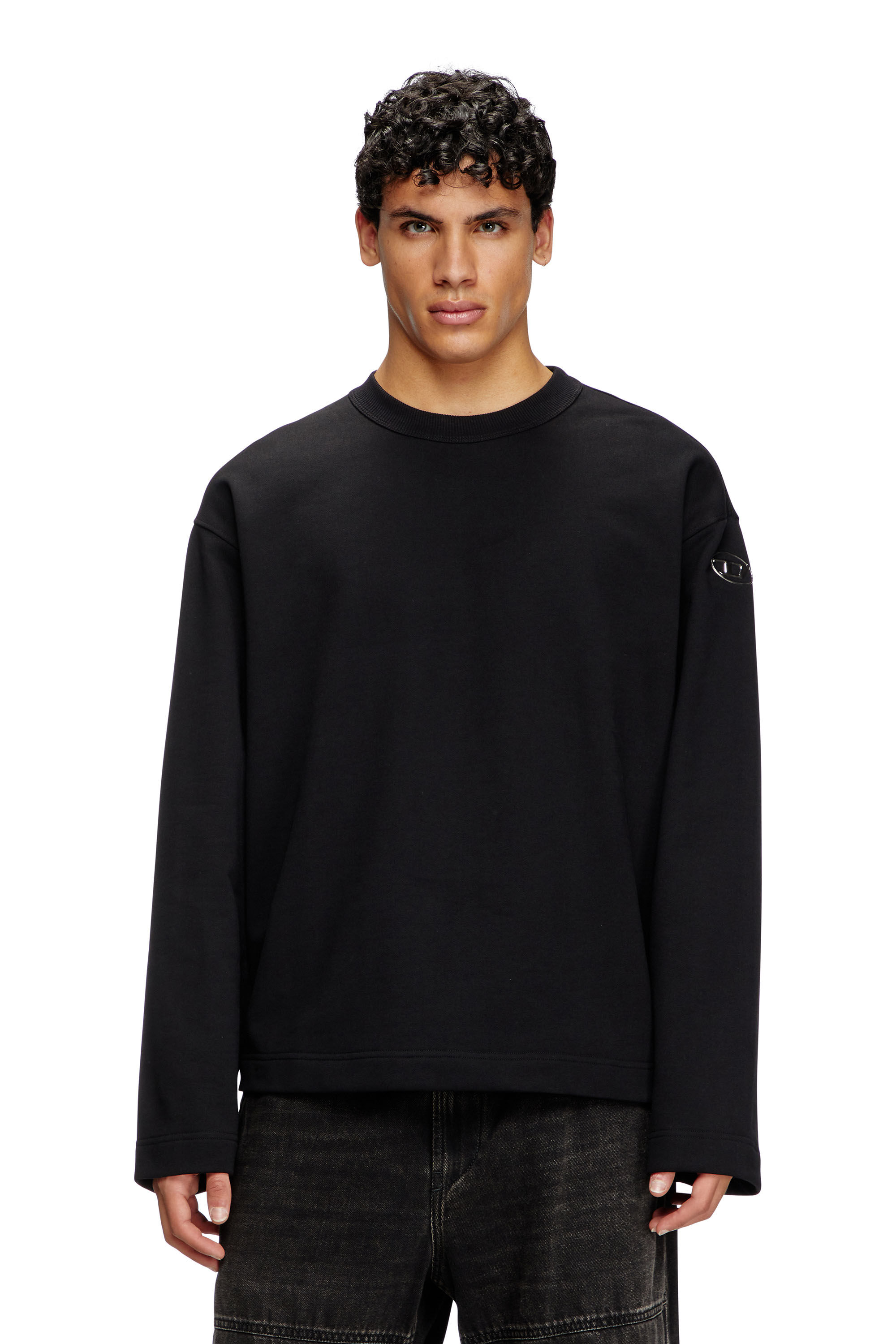 Diesel - S-MACSIS-OD, Man's Sweatshirt with metallic logo in Black - 3