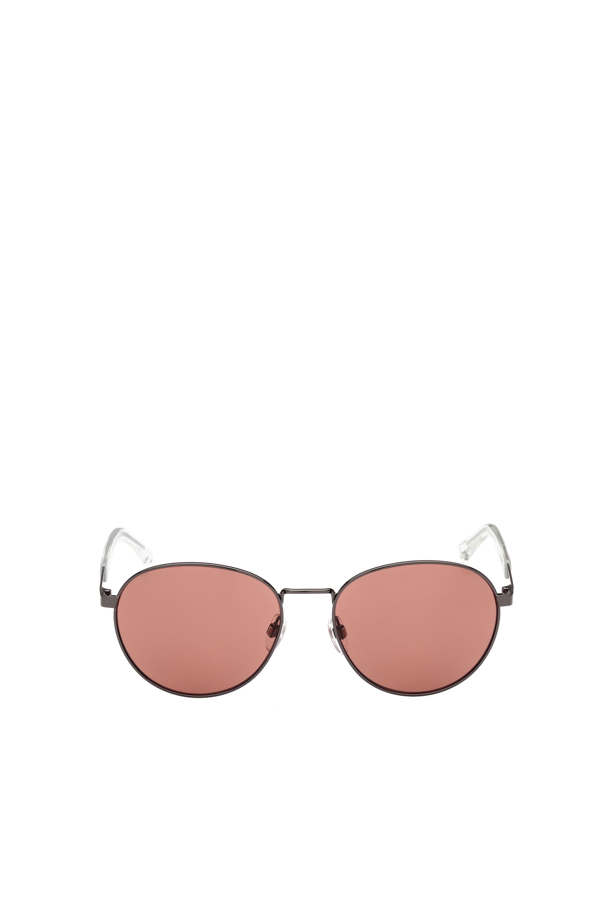 Diesel - DL0355, Man's Round easy to wear metal sunglasses in Black/Red - 1