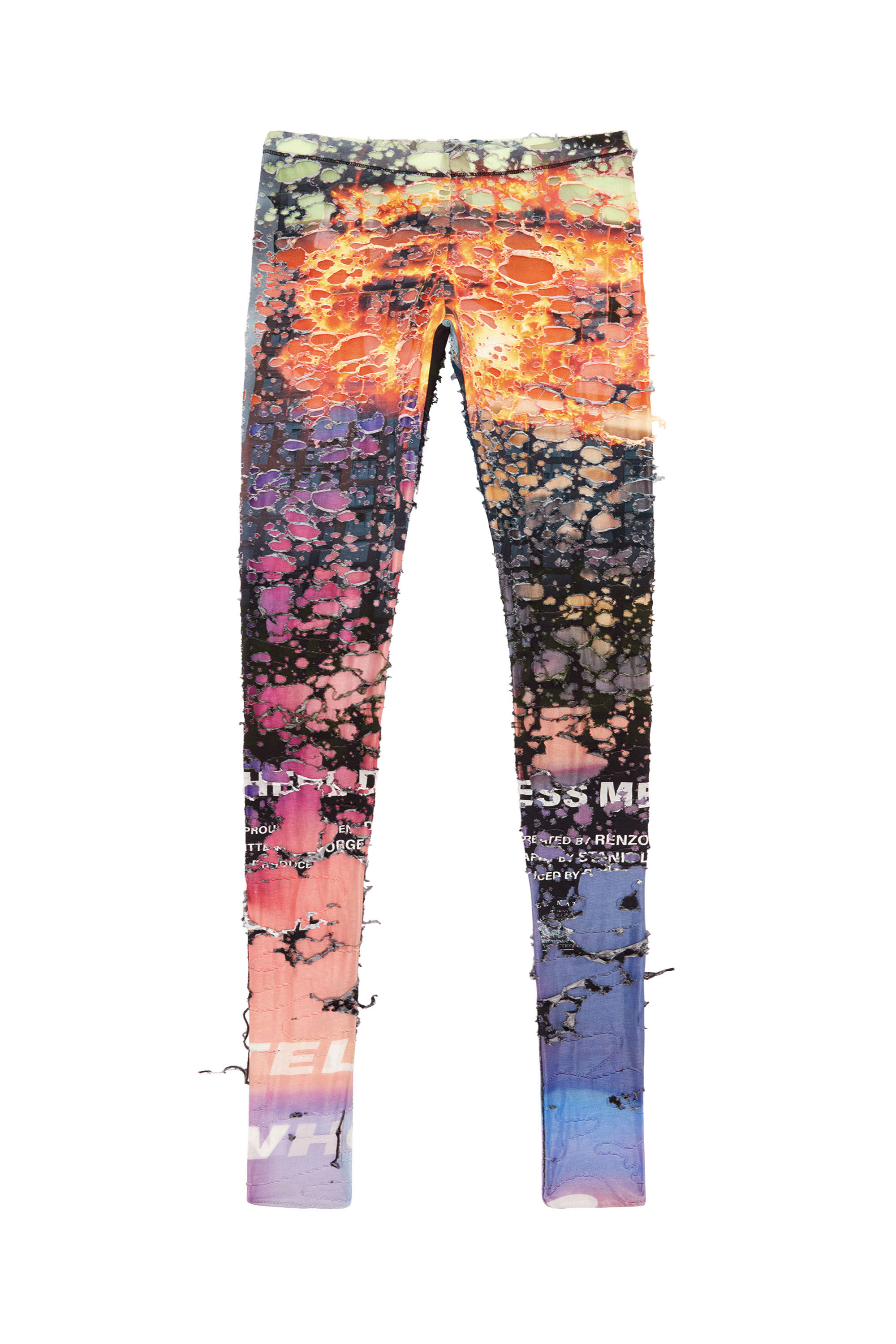 Women's Destroyed tights with cinema prints | Multicolor