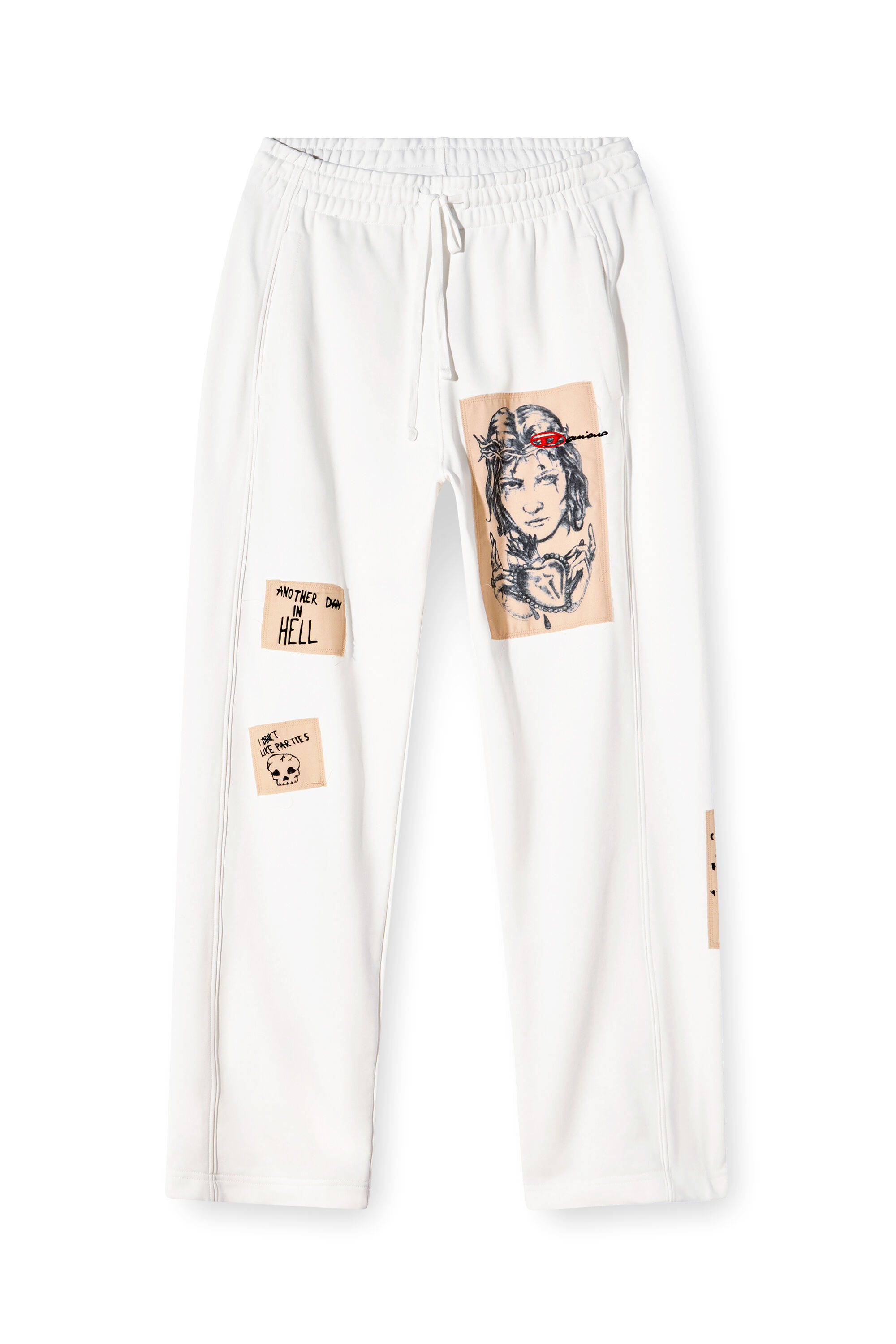 Women's Track pants with tattoo patches | White | Diesel Women's Track pants with tattoo patches | White | Diesel